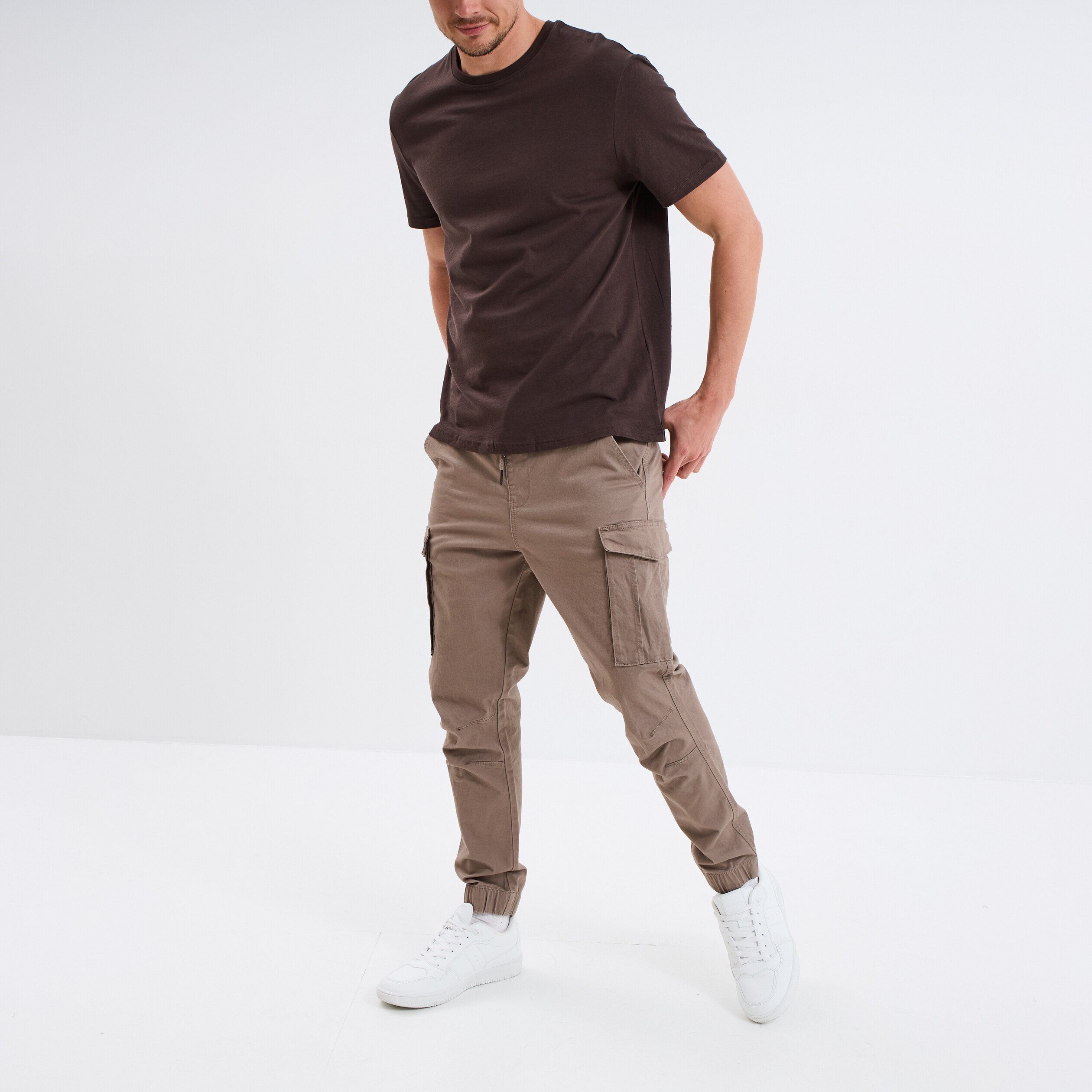 Pantalon cargo slim taupe homme