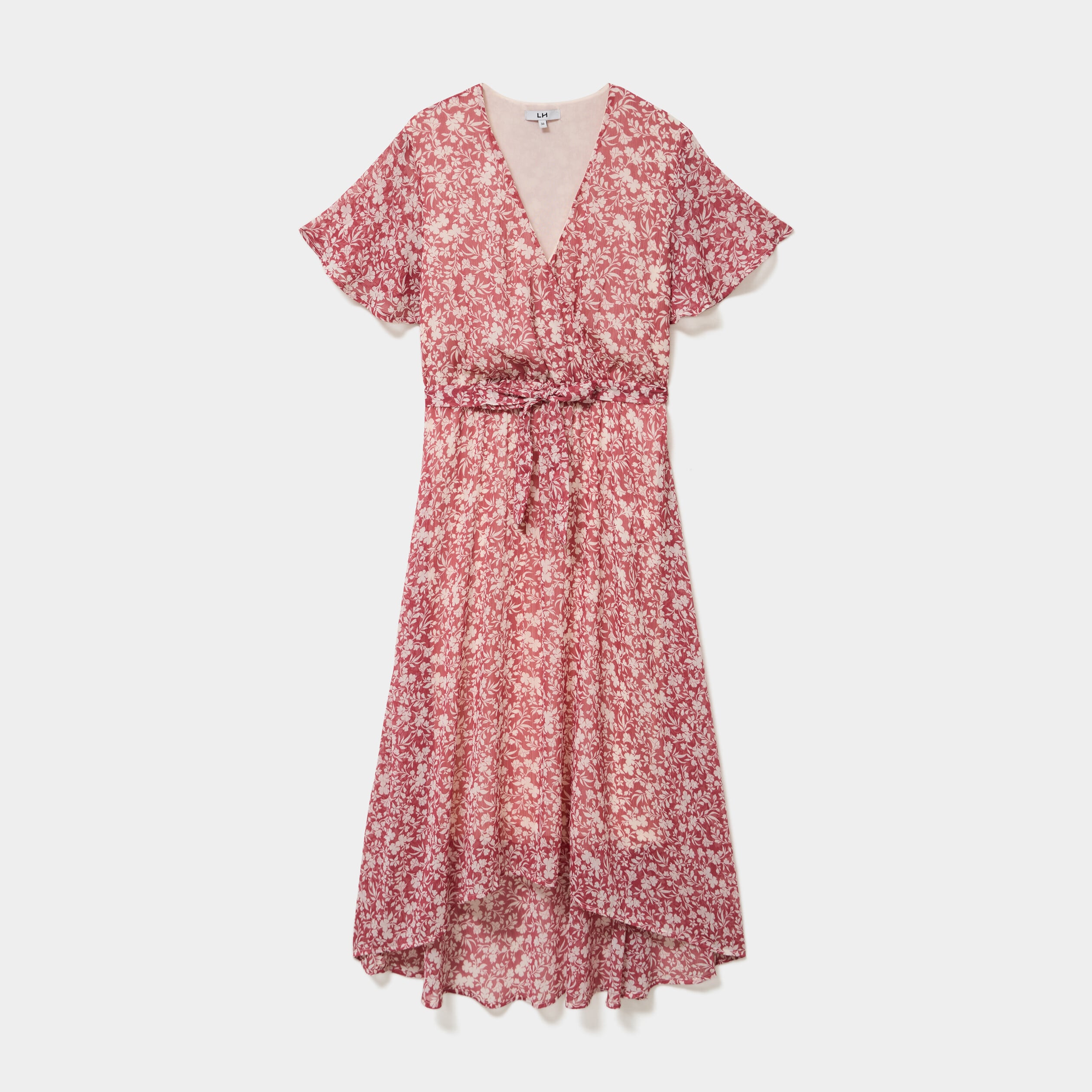 Robe longue &eacute;vas&eacute;e col cache-coeur rose femme