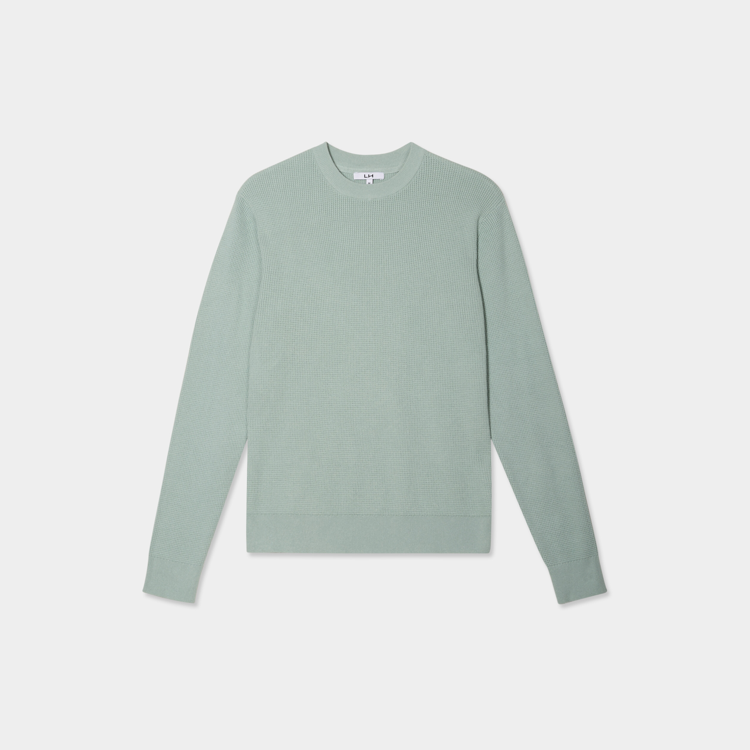 Pull en maille textur&eacute;e col rond vert pastel homme