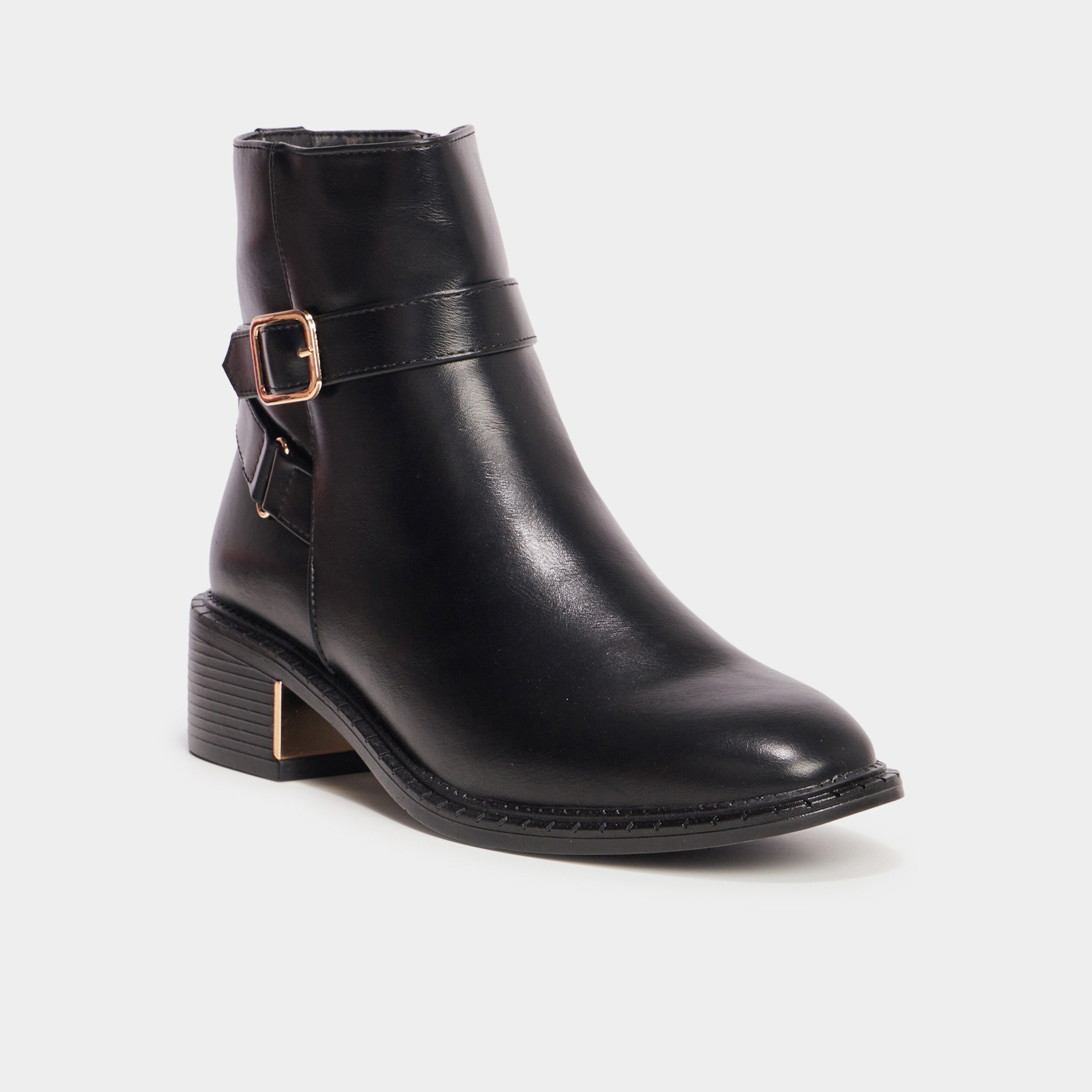 bottines a talons zippees avec boucles noir femme Bottines à talons zippées avec boucles noir femme