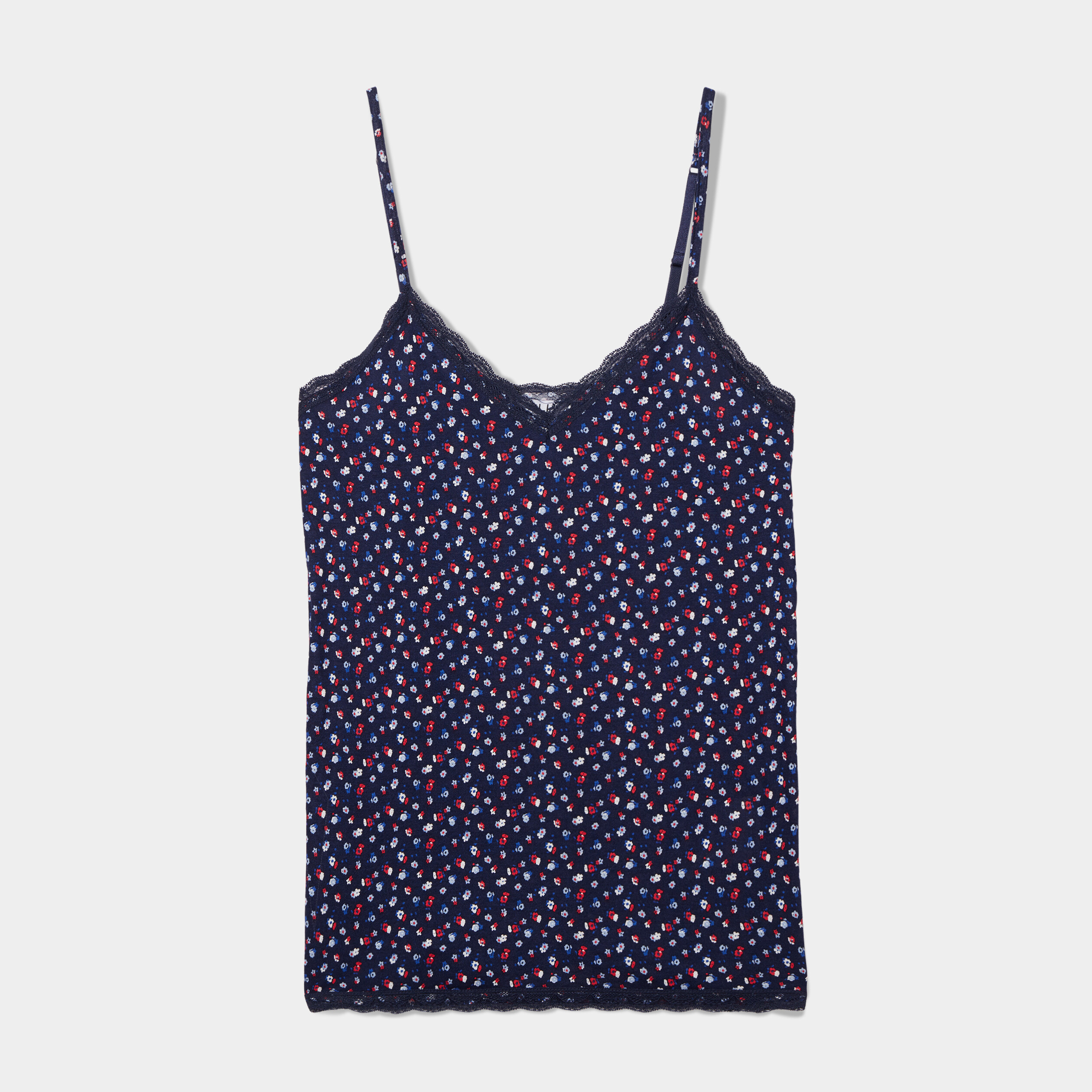 haut de pyjama debardeur col v bleu marine femme Haut de pyjama débardeur col V bleu marine femme