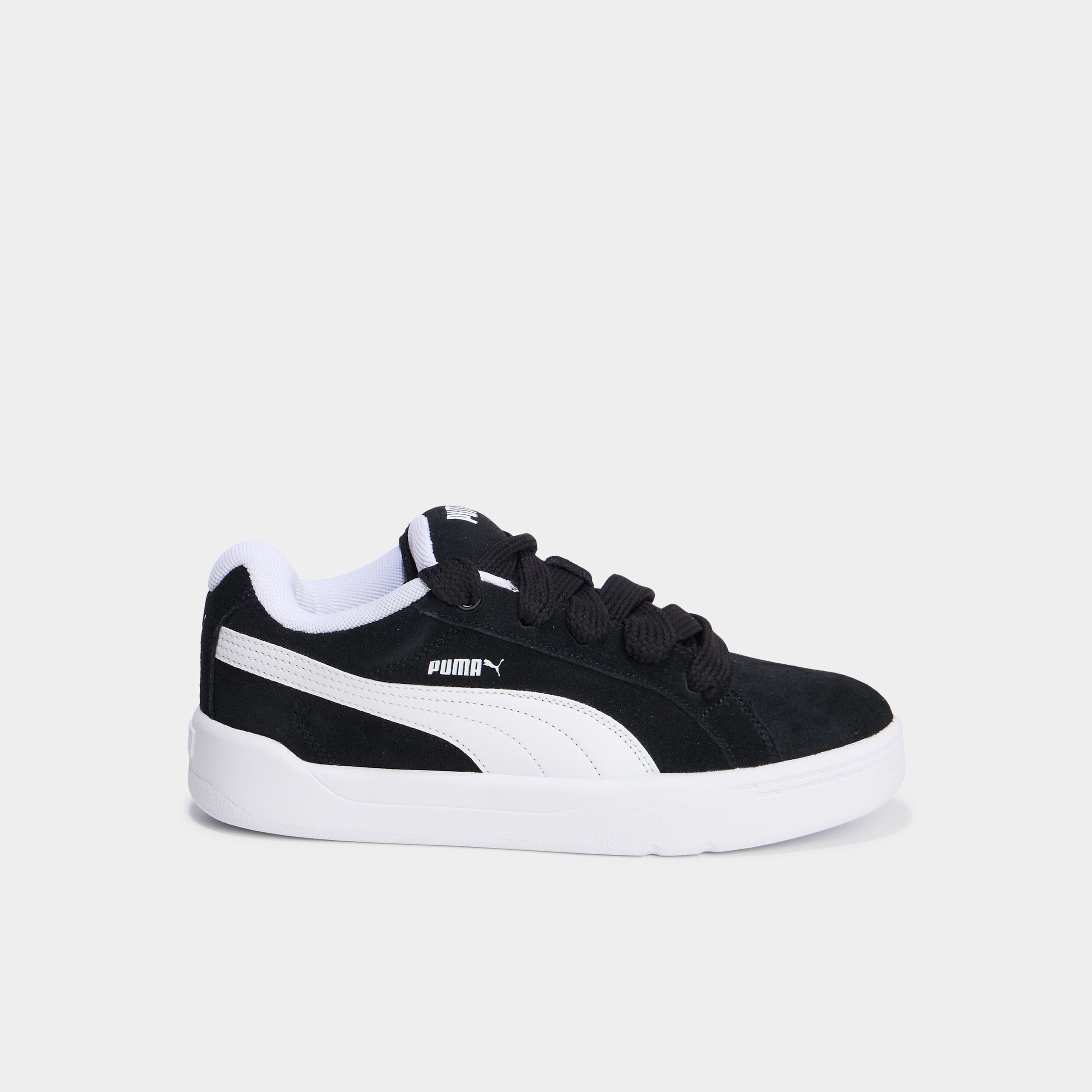 Baskets basses &agrave; lacets en cuir Puma noir gar&ccedil;on