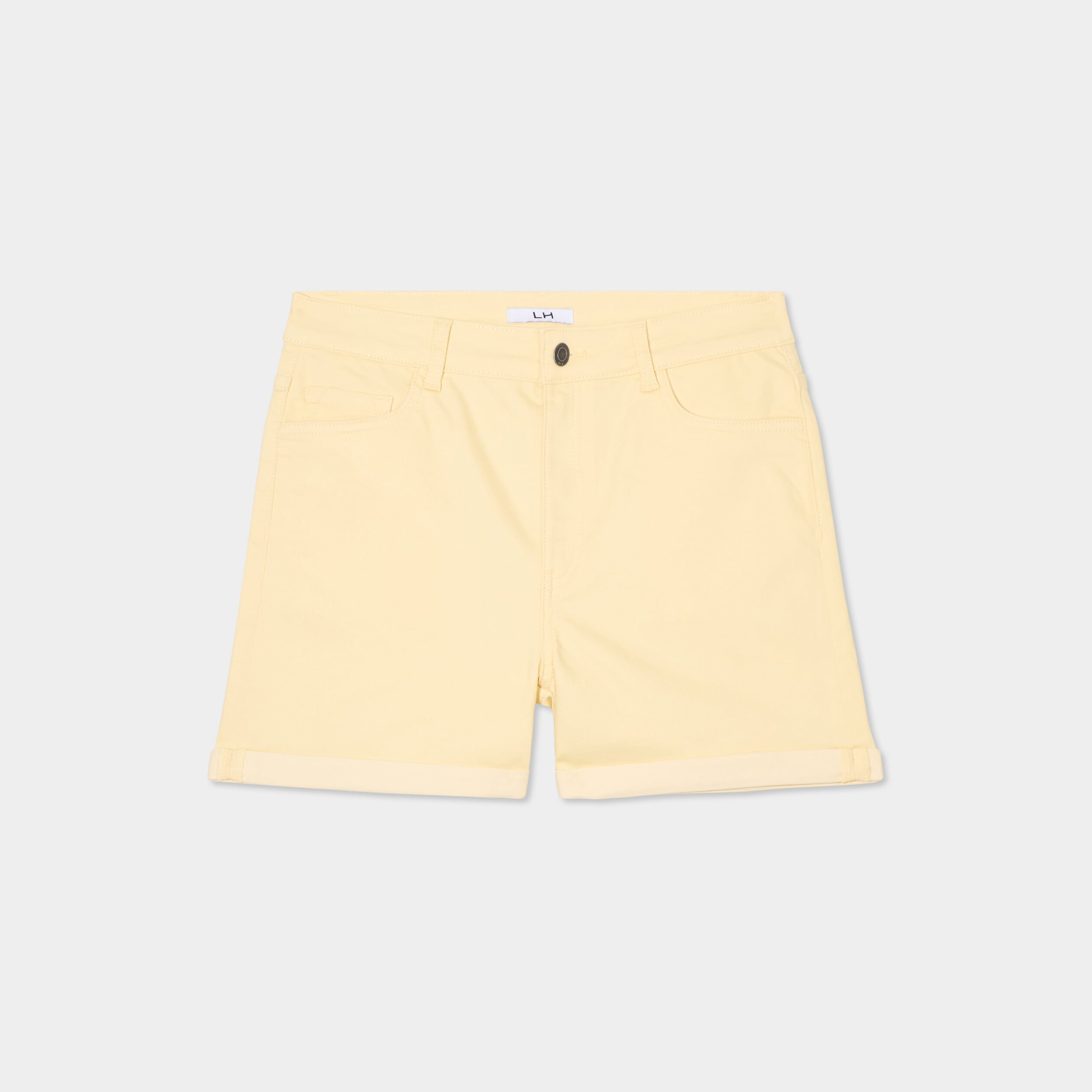 Short en jean slim coton stretch creme femme