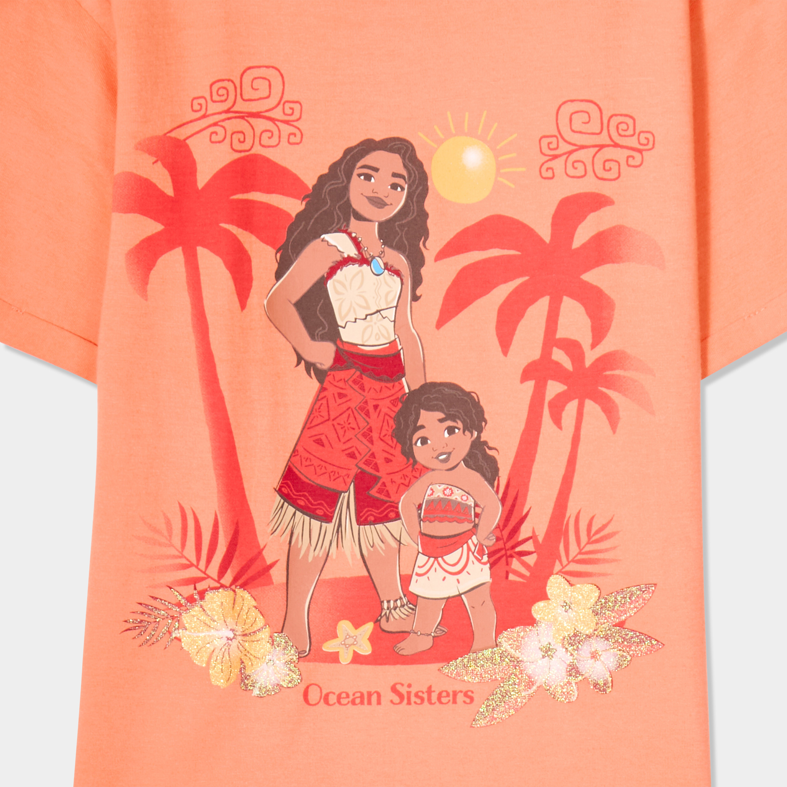 t shirt manches courtes coton vaiana orange clair fille T-shirt manches courtes coton Vaiana orange clair fille