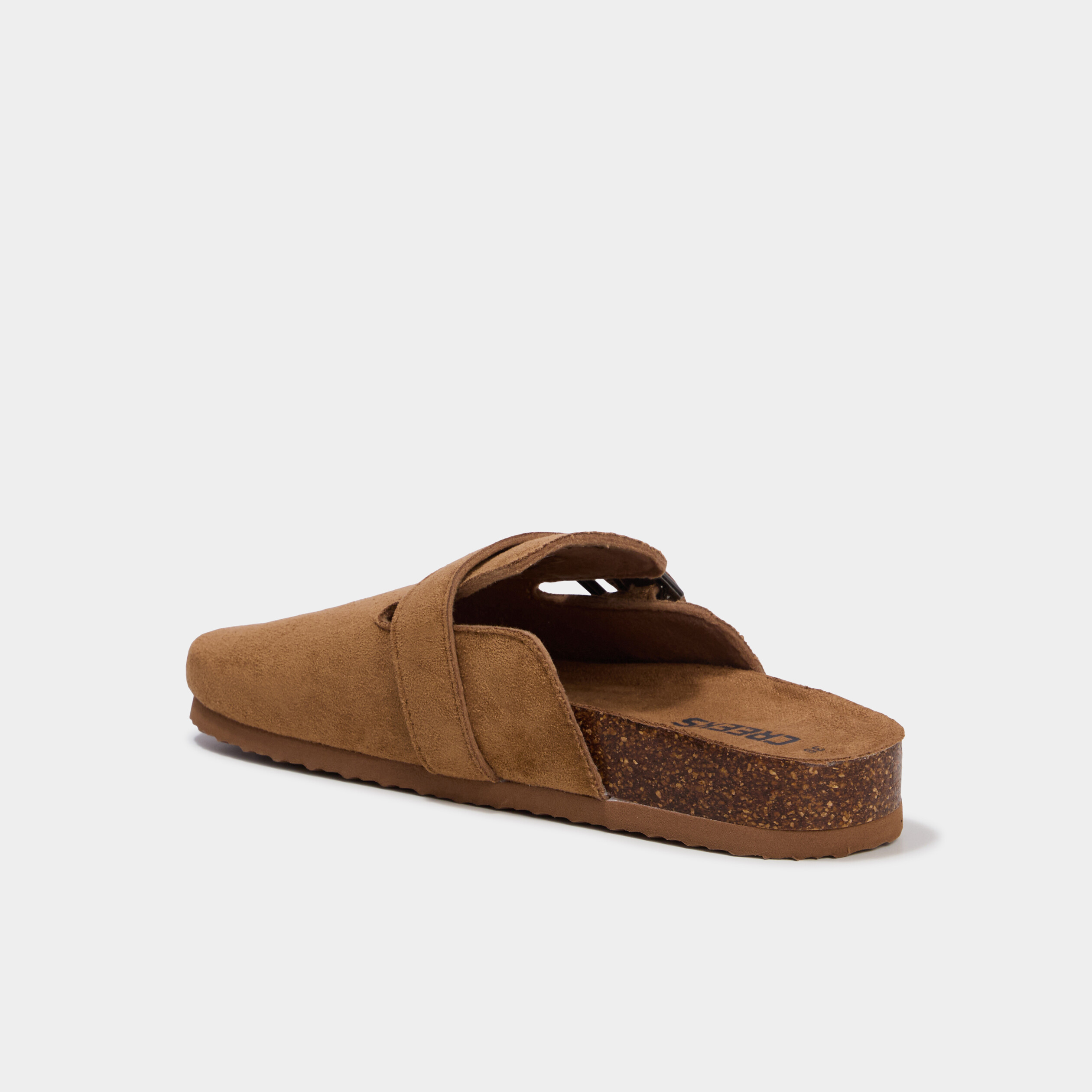 Mules su&eacute;dine avec boucles marron femme