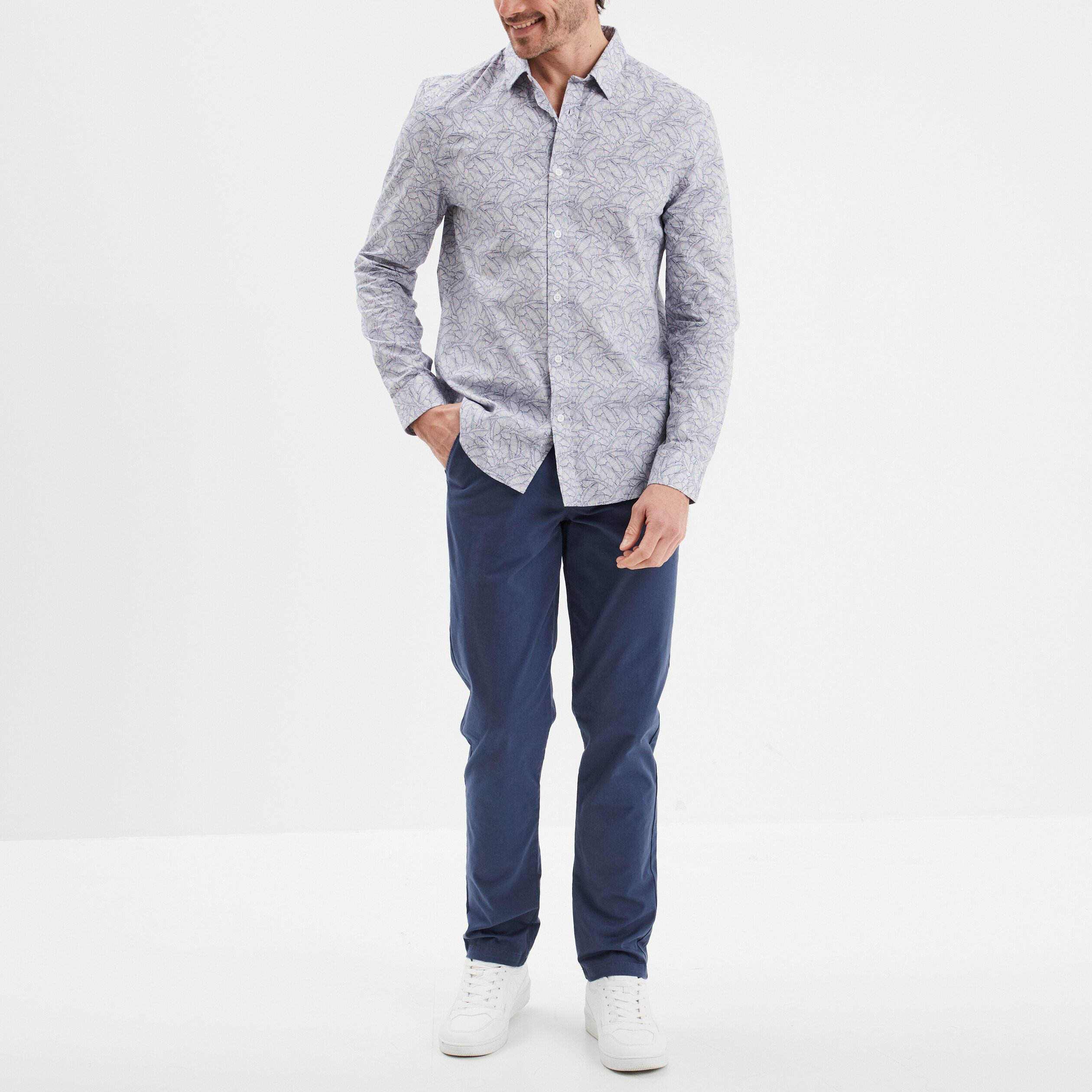 pantalon chino droit stretch bleu fonce homme Pantalon chino droit stretch bleu foncé homme