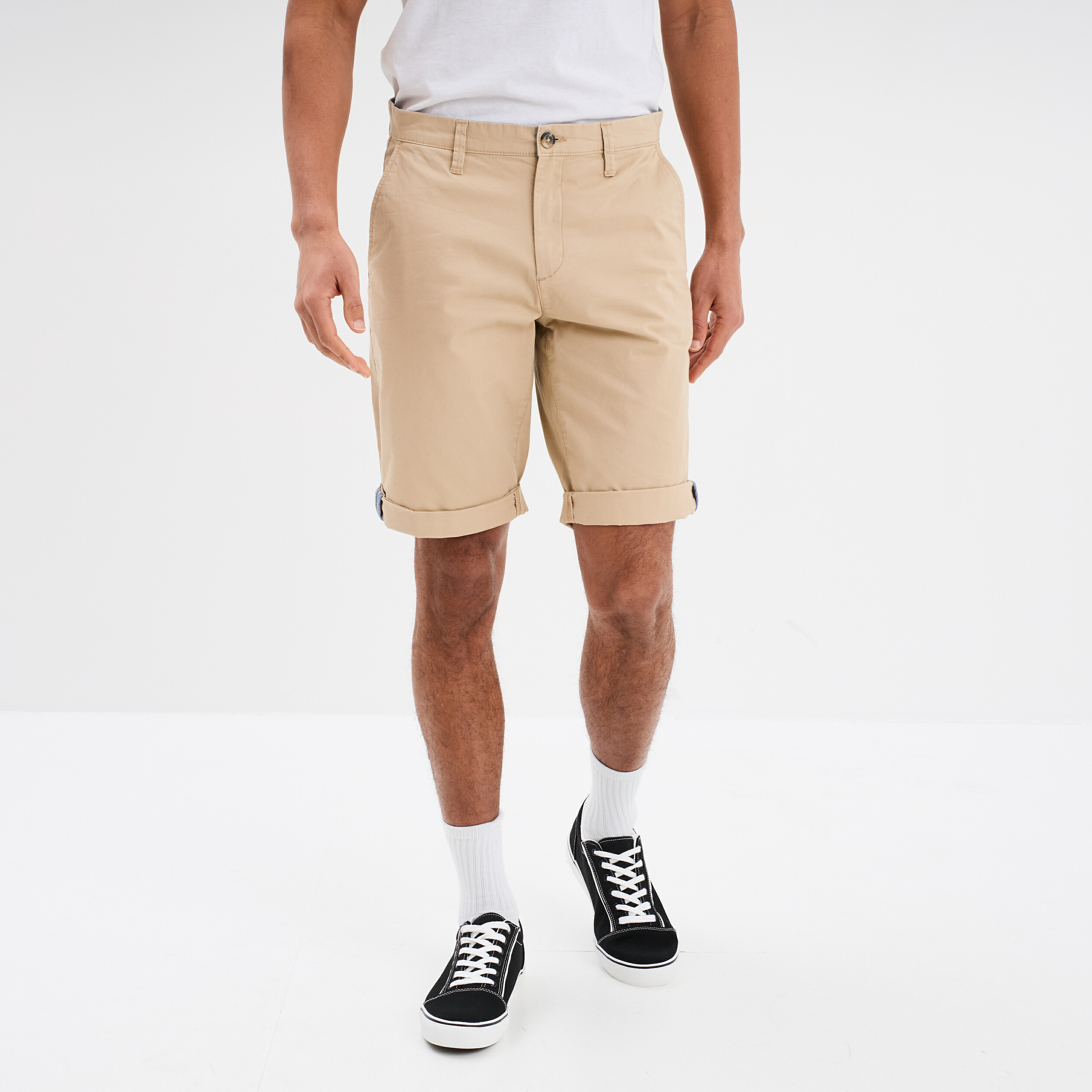 Bermuda short chino straight stretch beige homme