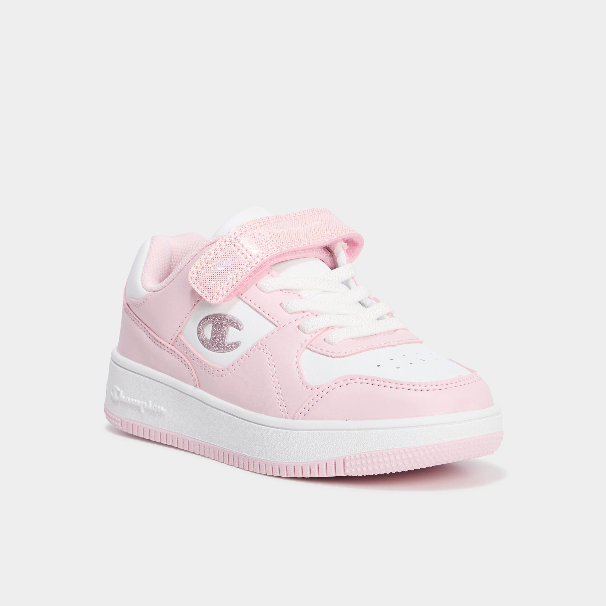 Baskets &agrave; scratchs Champion RD18 LOW rose pastel fille