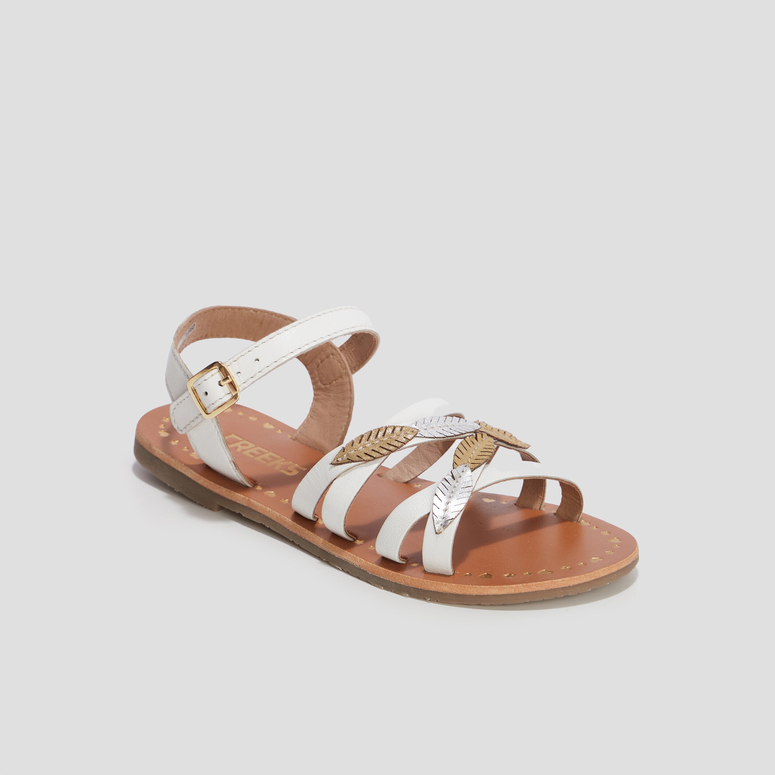 Sandales en cuir avec bride d'attache blanc fille