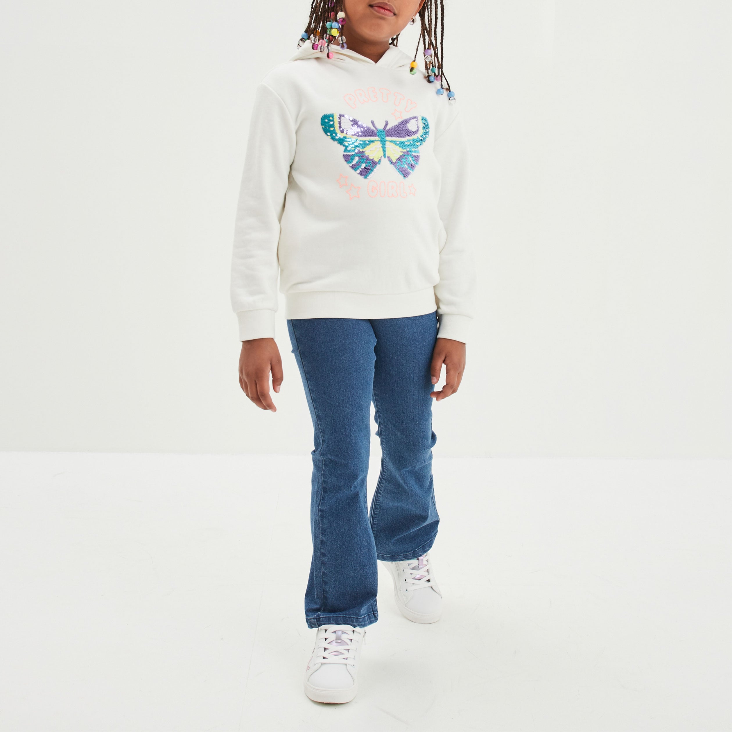 Jegging flare taille &eacute;lastiqu&eacute;e denim stone fille