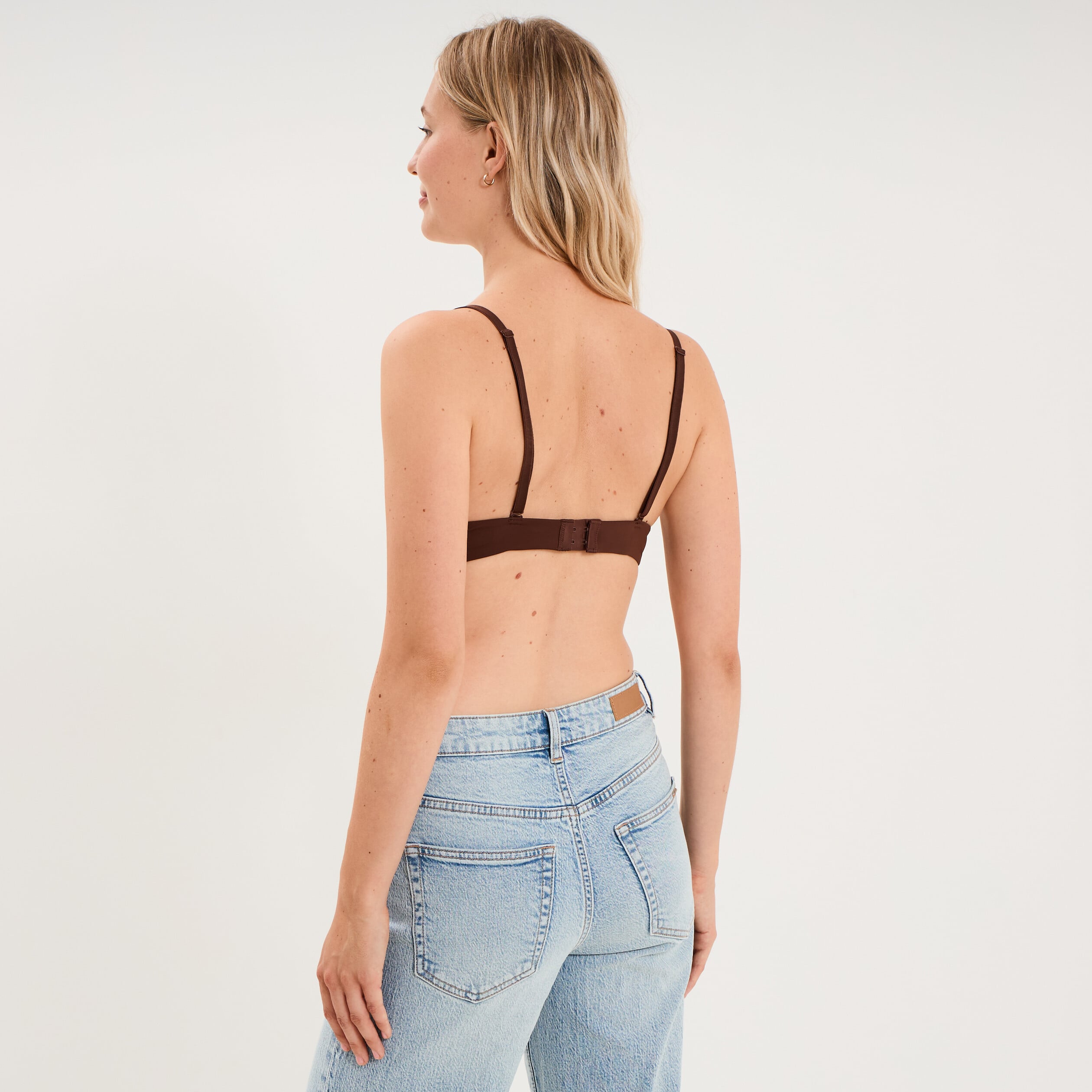 Soutien-gorge triangle bretelles fines marron femme