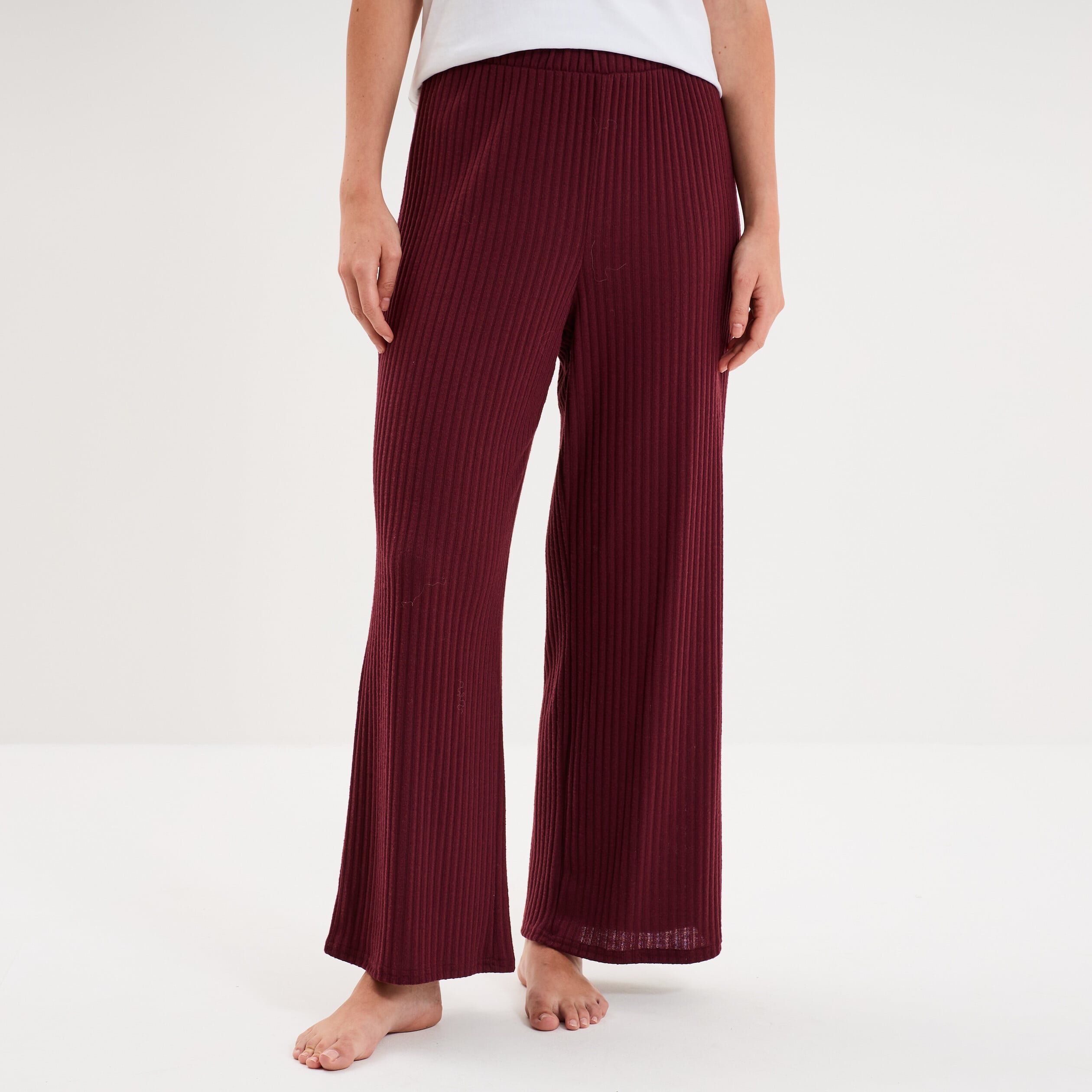 Bas de pyjama large c&ocirc;tel&eacute; long prune femme