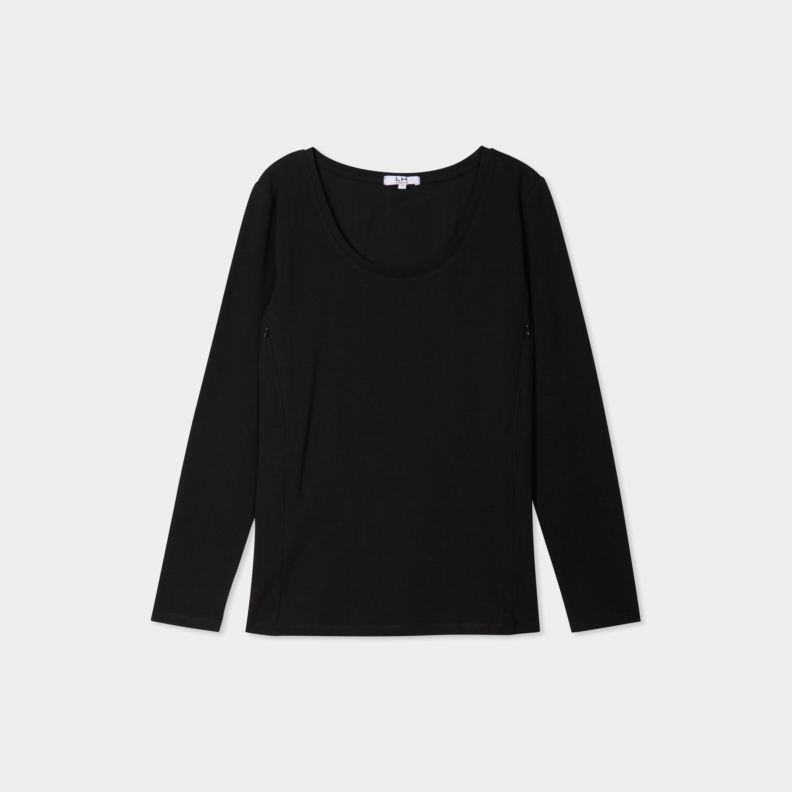 t shirt allaitement manches longues noir femmemater T-shirt allaitement manches longues noir femme maternité