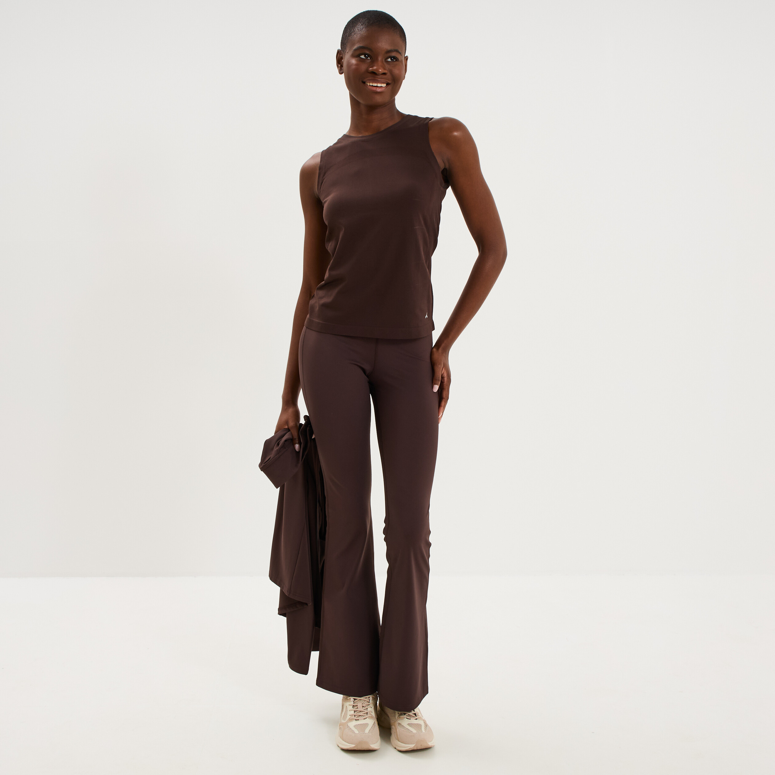 D&eacute;bardeur de sport fluide marron fonc&eacute; femme