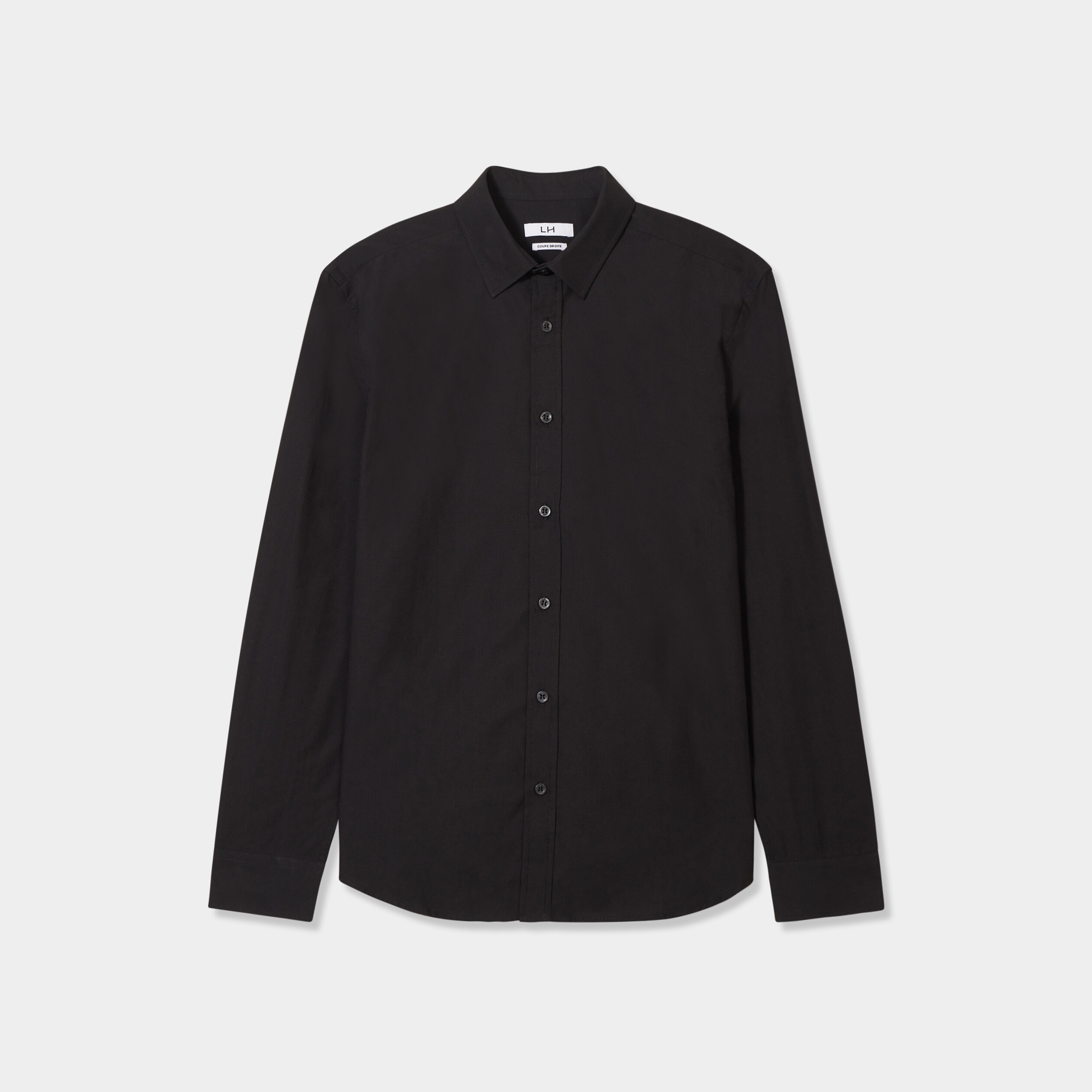 Chemise droite manches longues noir homme