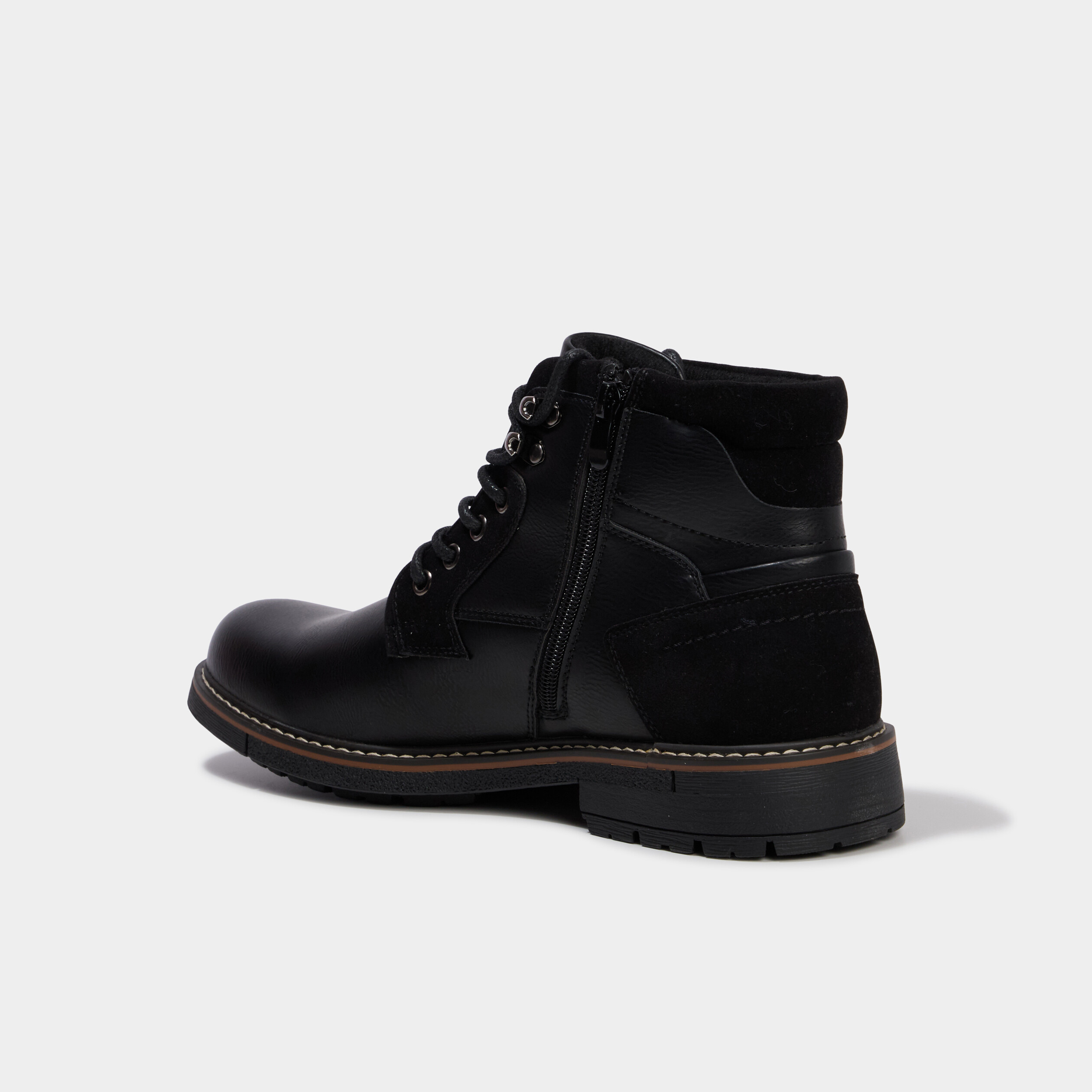Bottines montantes zipp&eacute;es crant&eacute;es noir homme