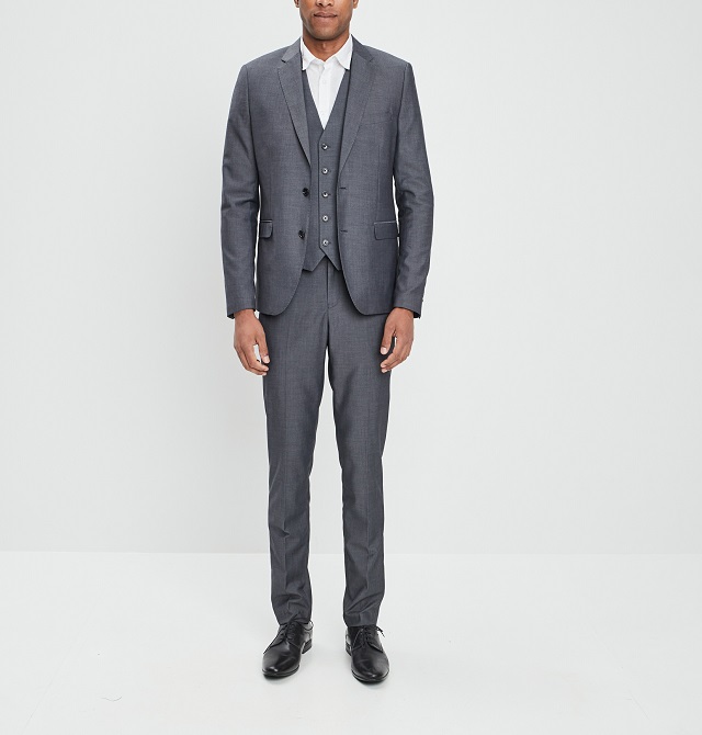 Veste ajustée boutonnée gris clair homme