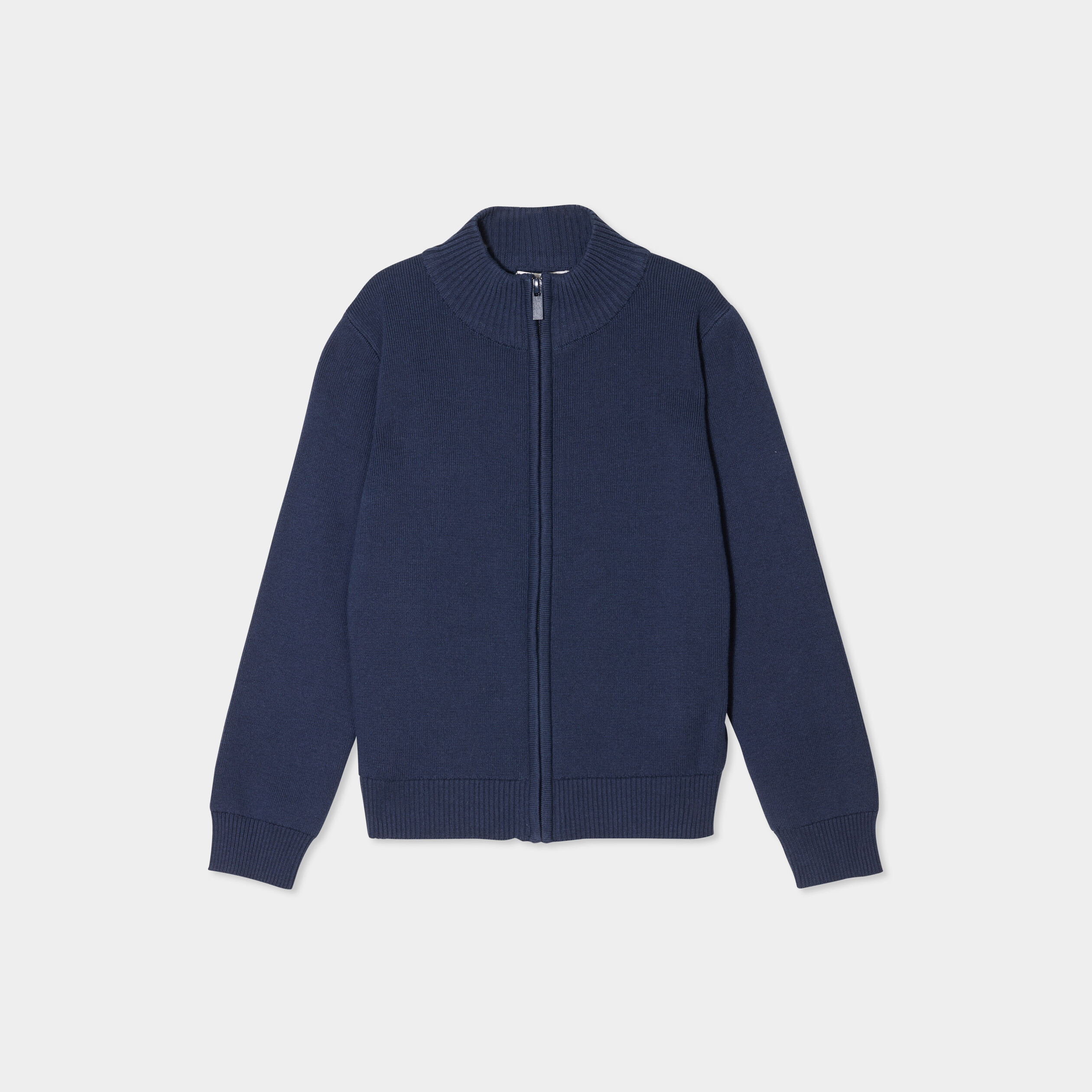 gilet zippe col montant coton bleu marine garcon Gilet zippé col montant coton bleu marine garçon