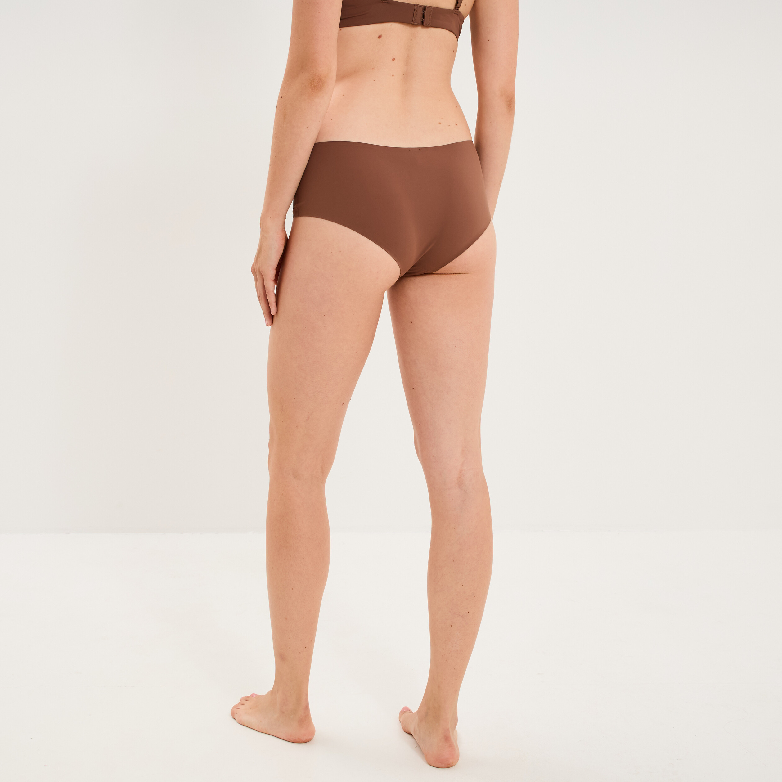 Shorty microfibre sans coutures marron femme