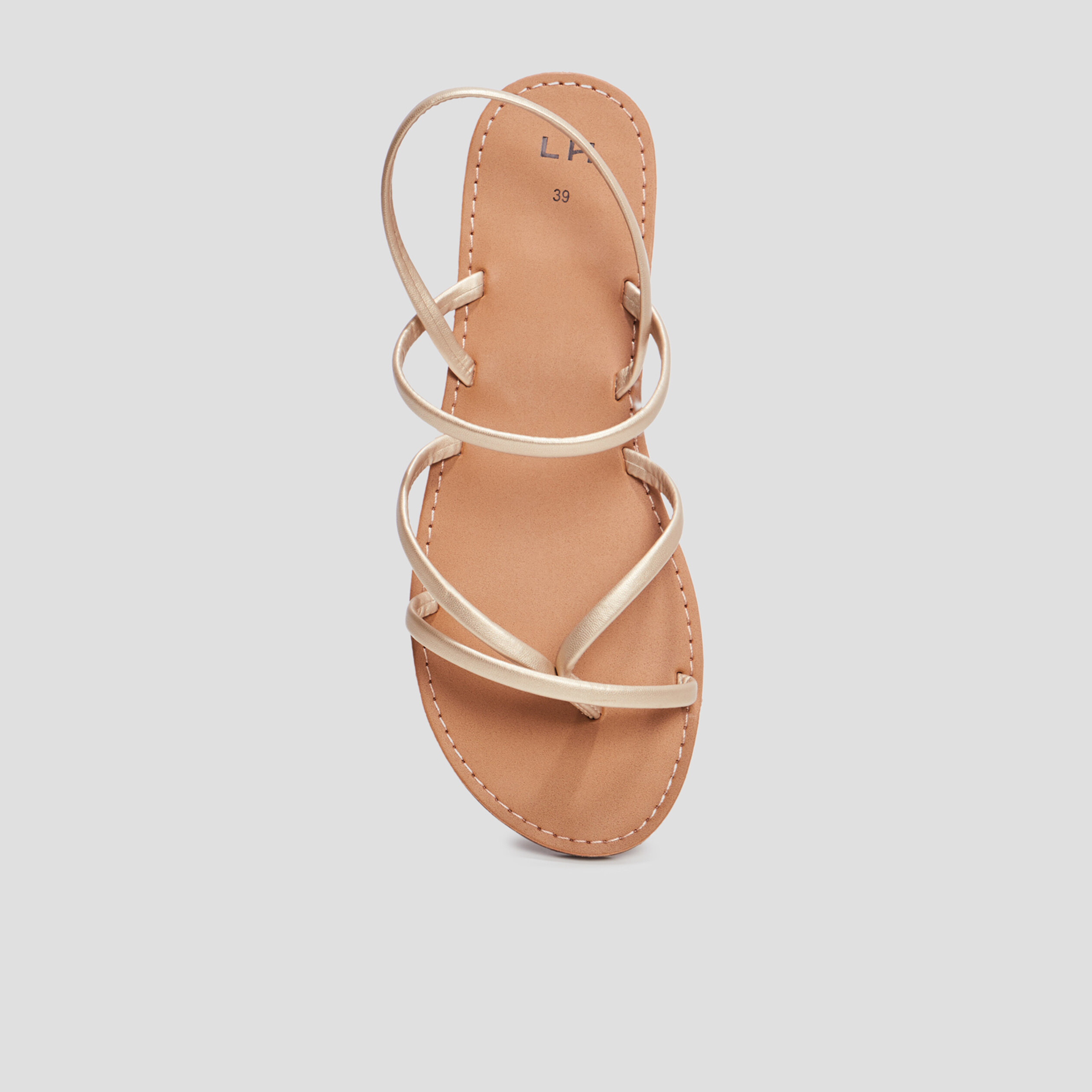Sandales plates jaune or femme