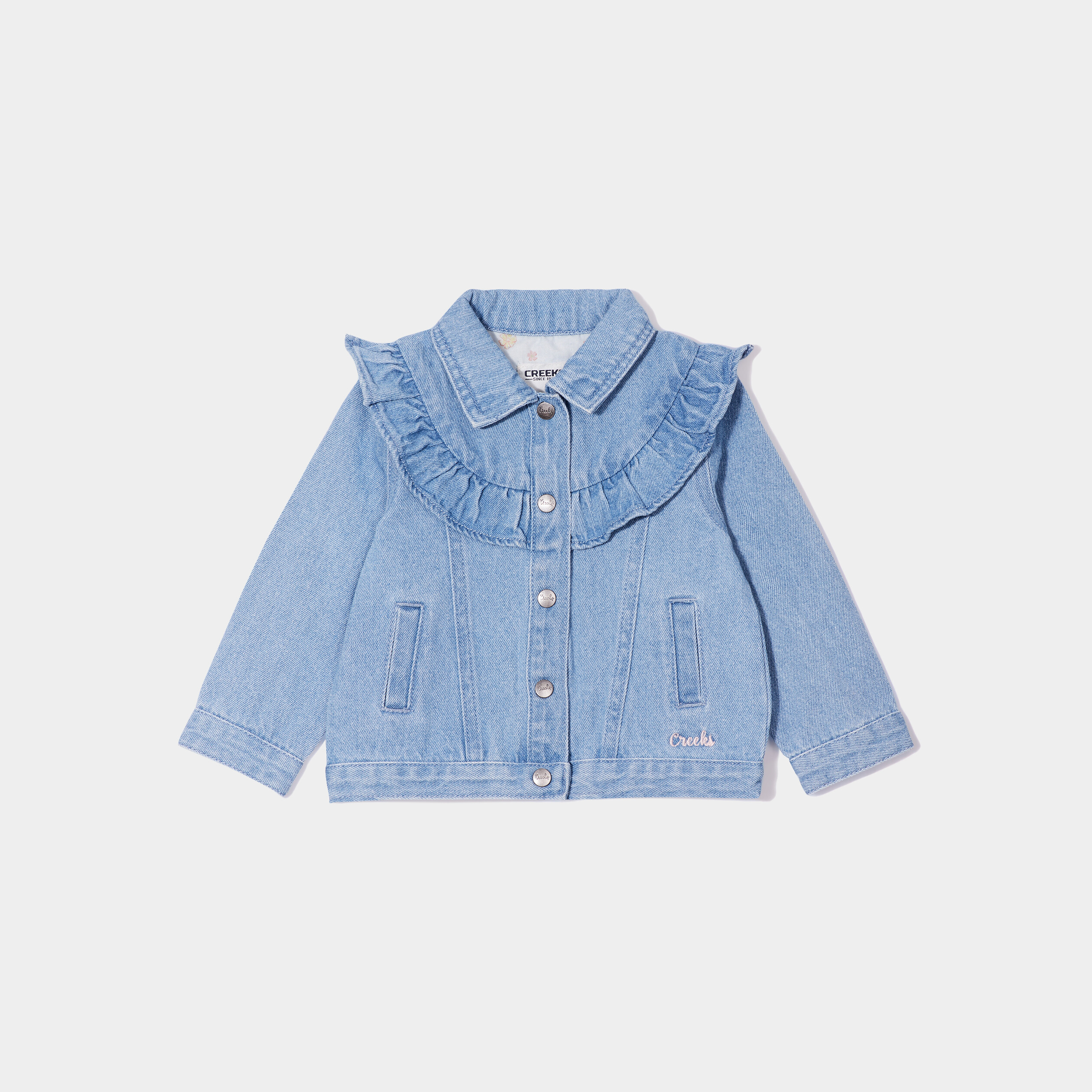 veste jean a volants en coton denim double stone bebef Veste jean à volants en coton denim double stone bébé fille