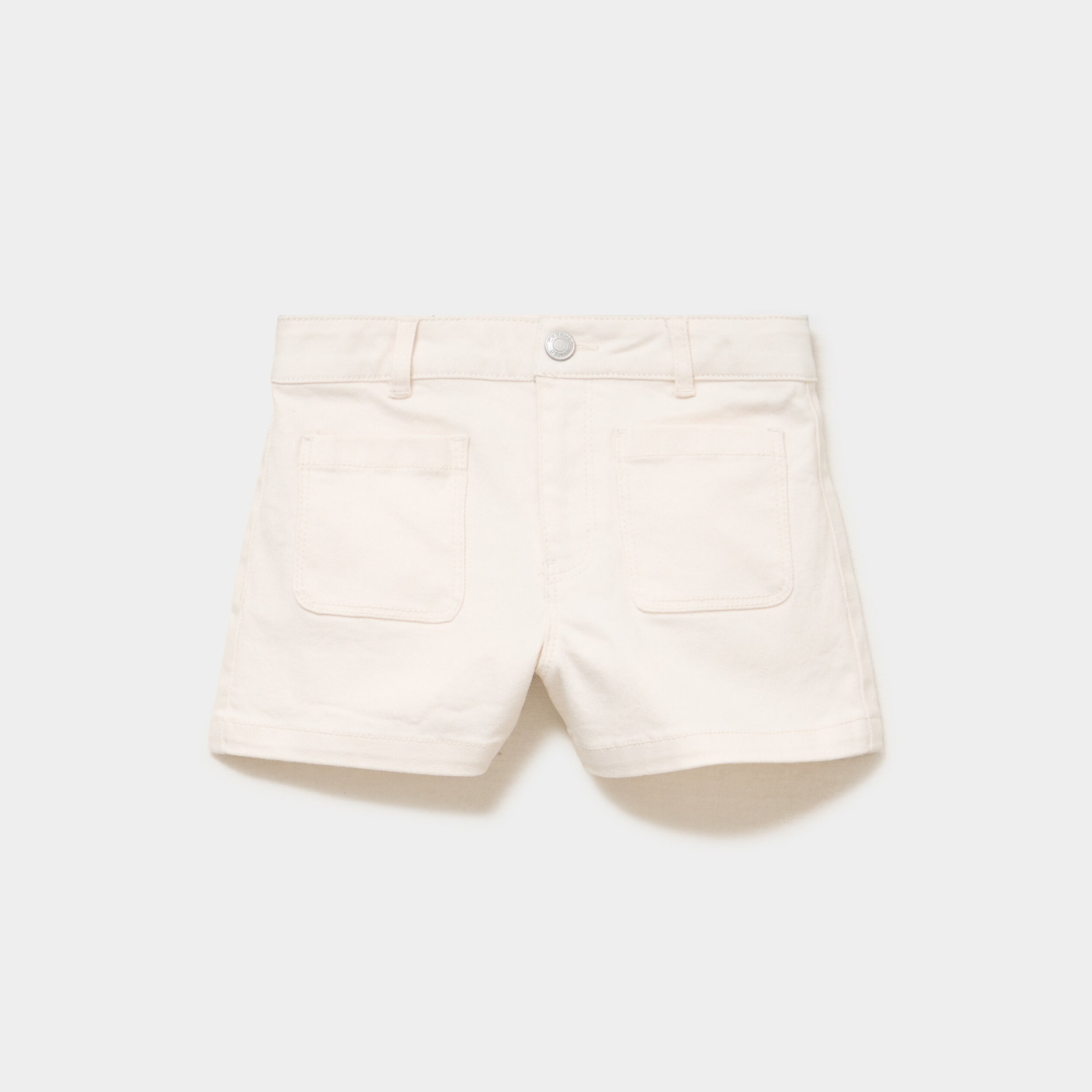 Short droit poches plaqu&eacute;es stretch creme fille