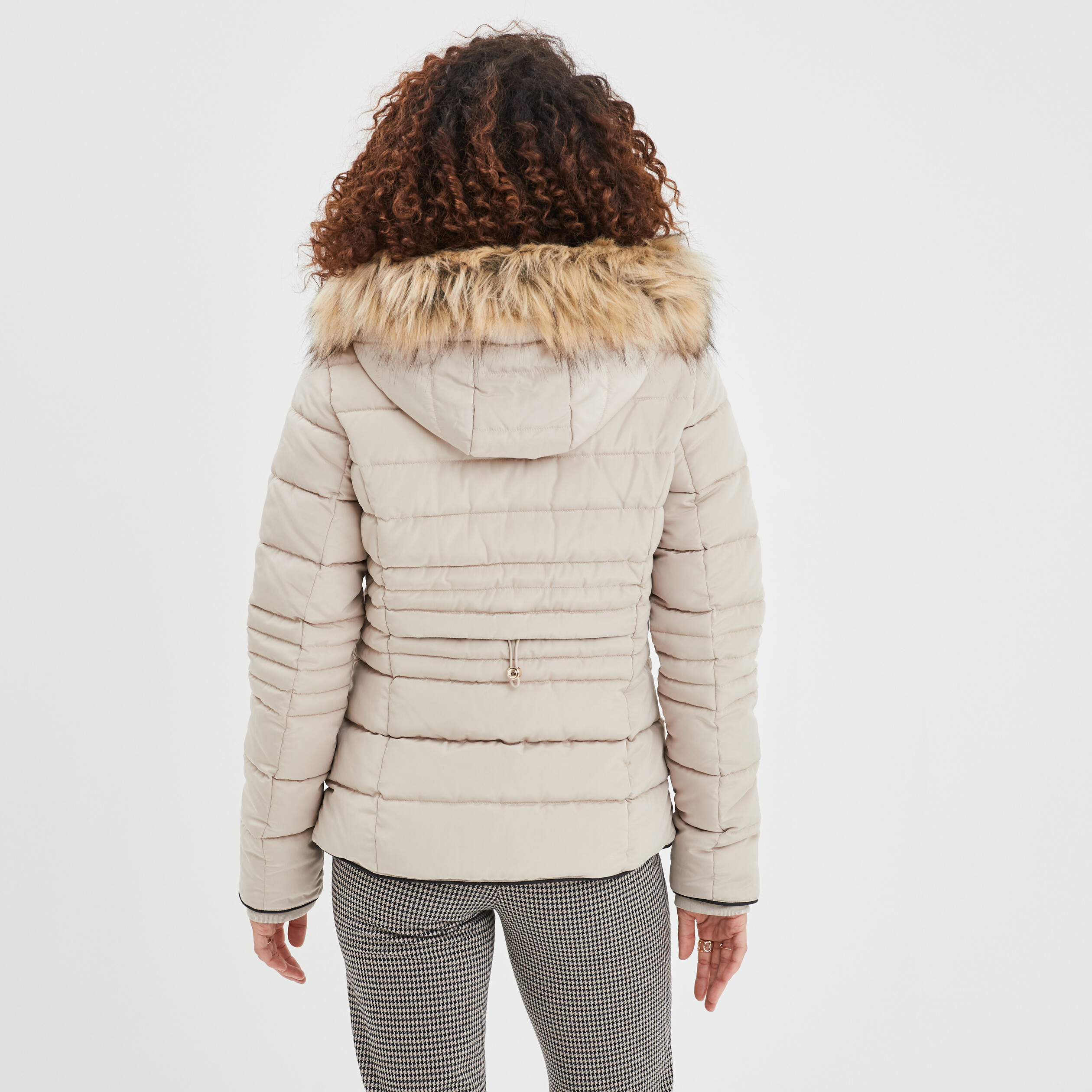 Doudoune courte beige online femme