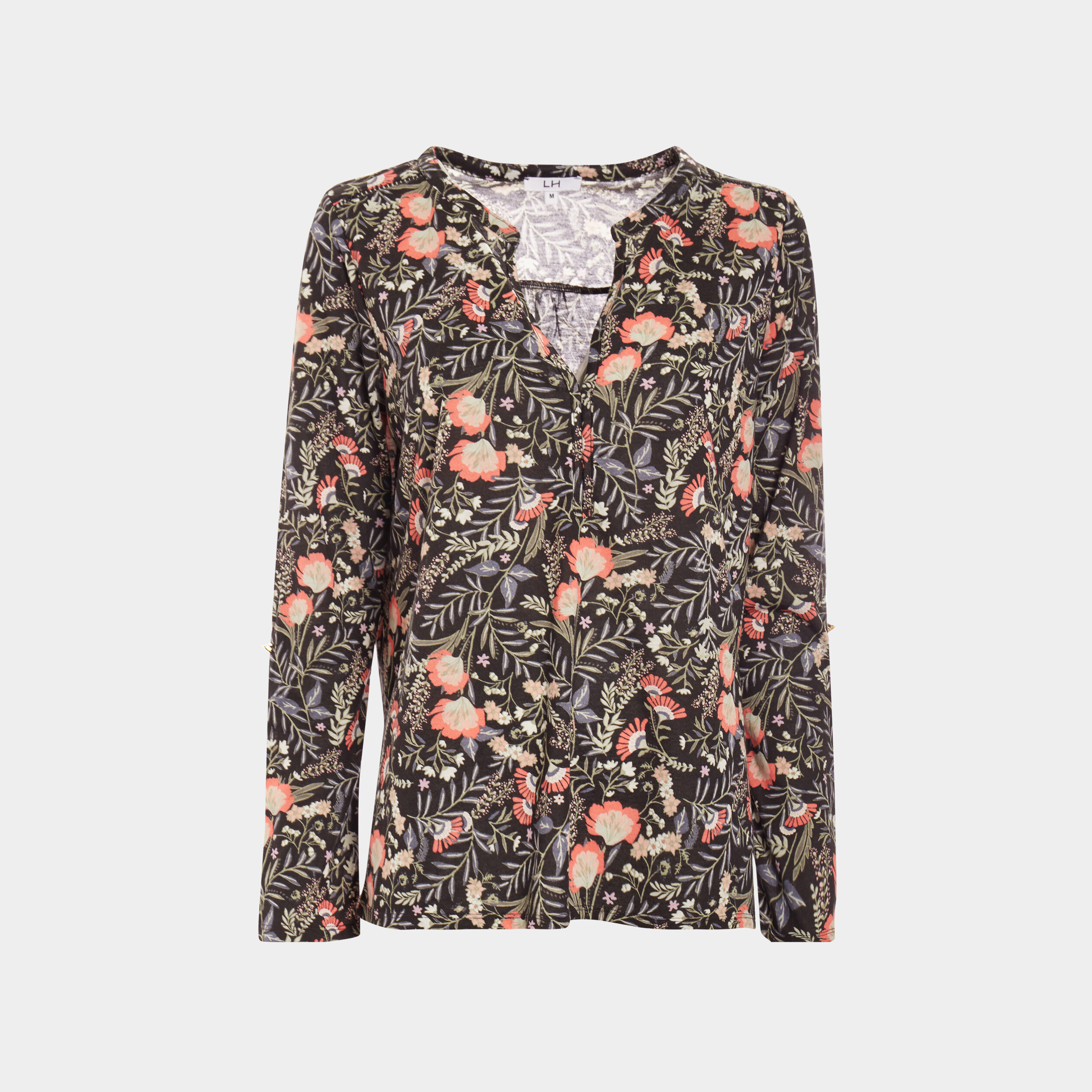 t shirt manches longues a revers noir femme T-shirt manches longues à revers noir femme