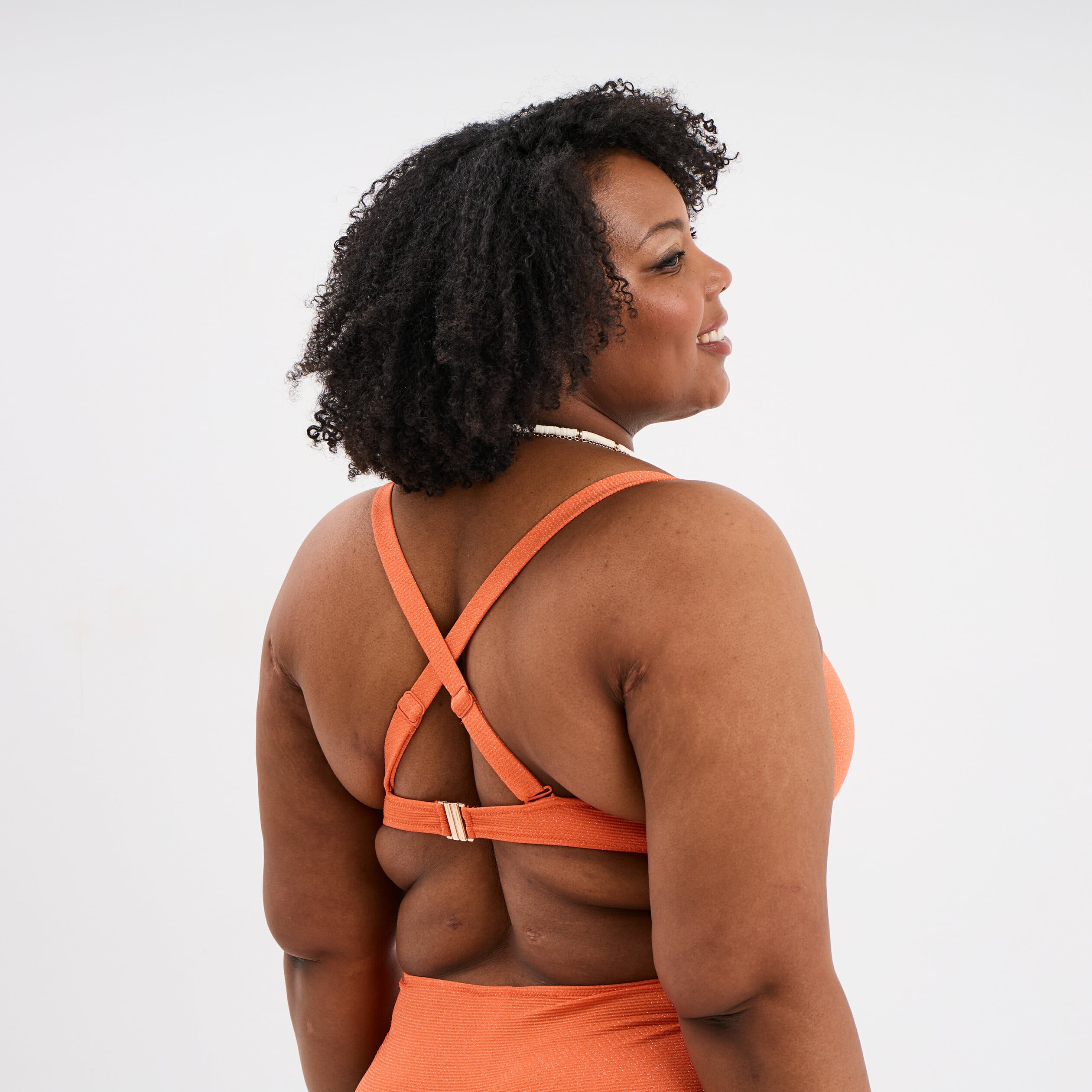 Haut de maillot de bain balconnet orange femme grande taille