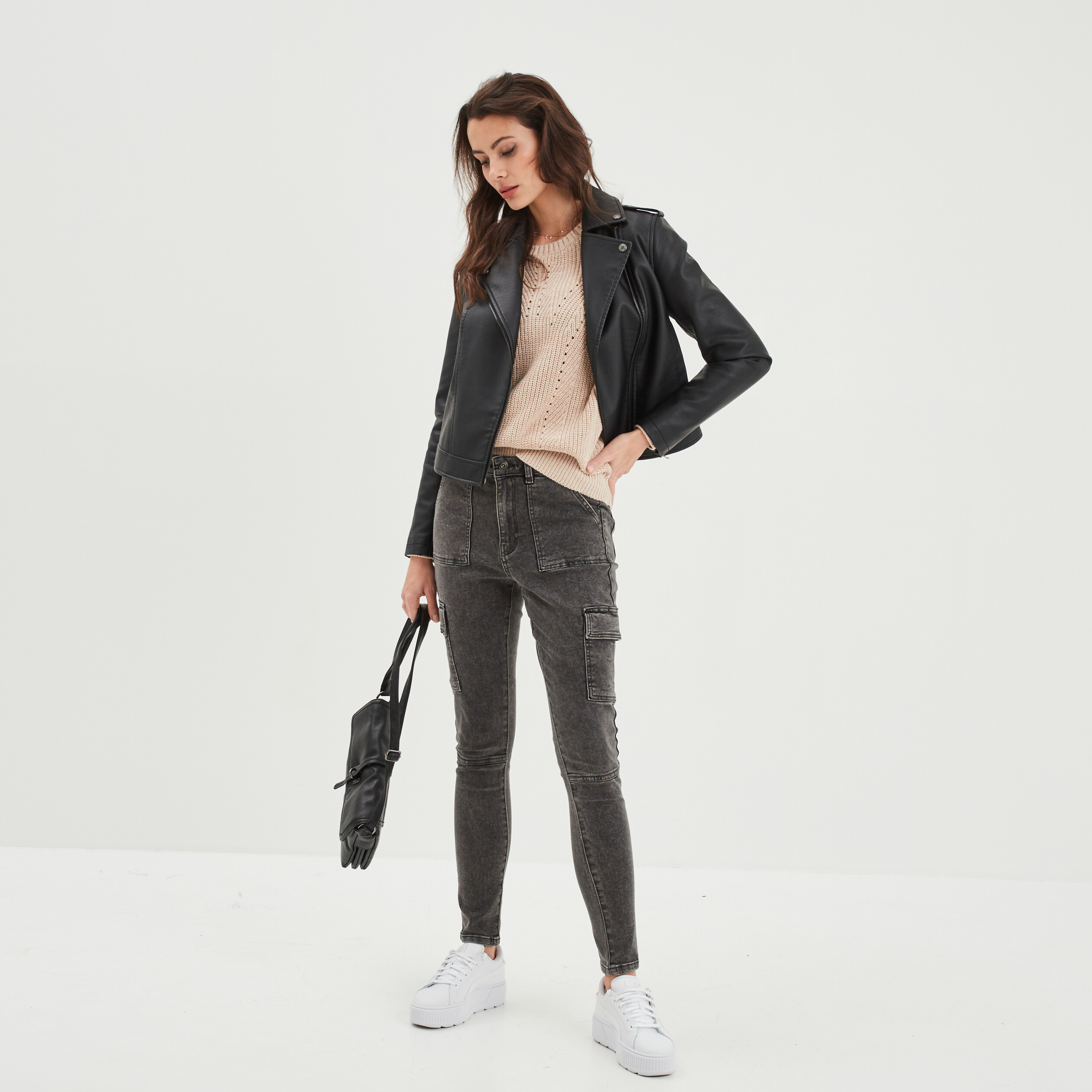 Jeans skinny battle Liberto denim gris femme