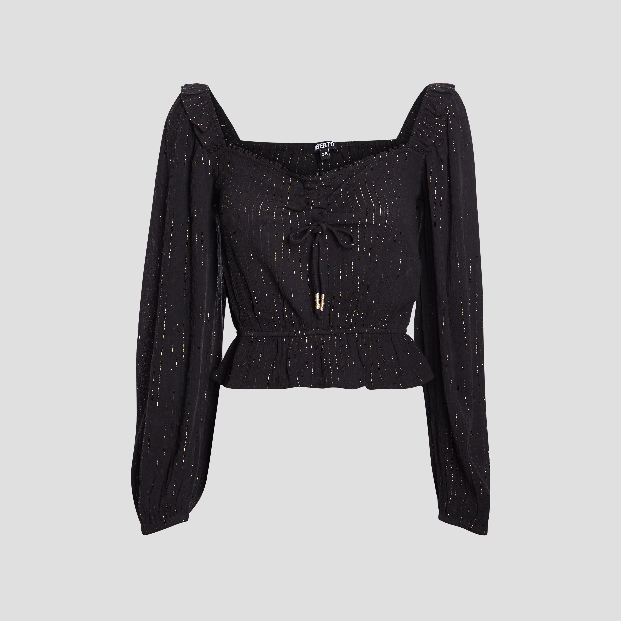 Blouse cropped manches longues noir femme