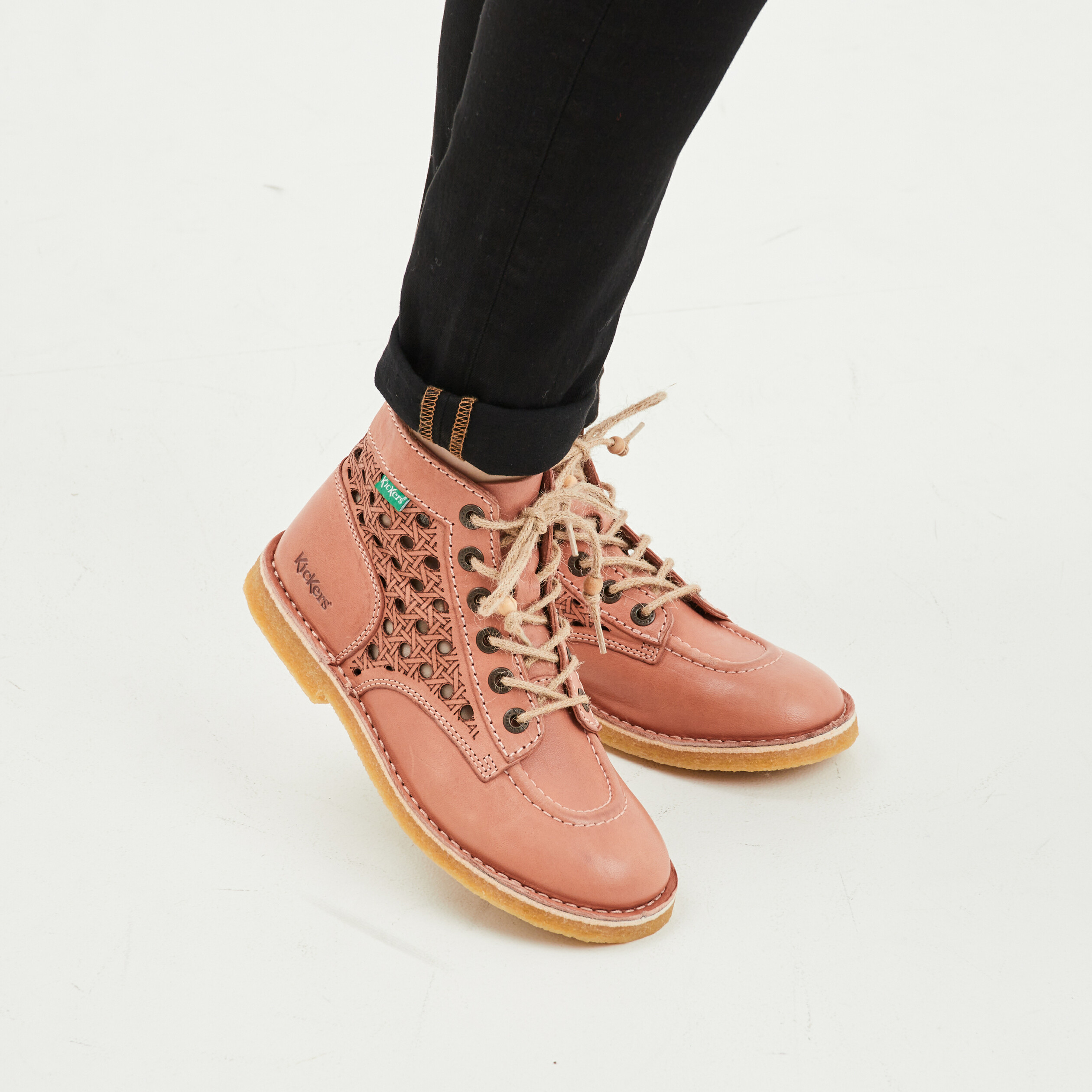 Bottines en cuir Kickers Kicklegend orange clair femme