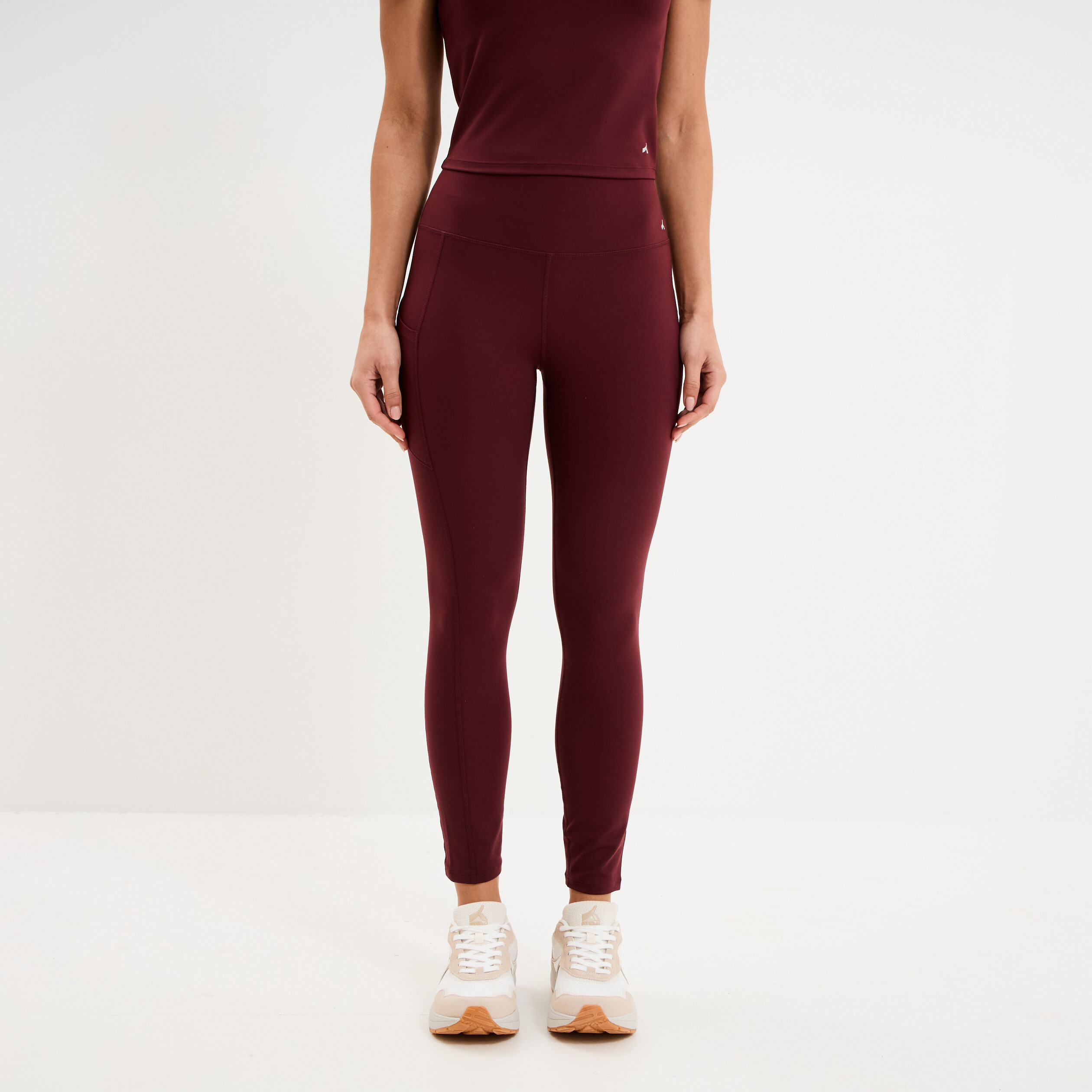 Legging de sport taille haute violet fonc&eacute; femme