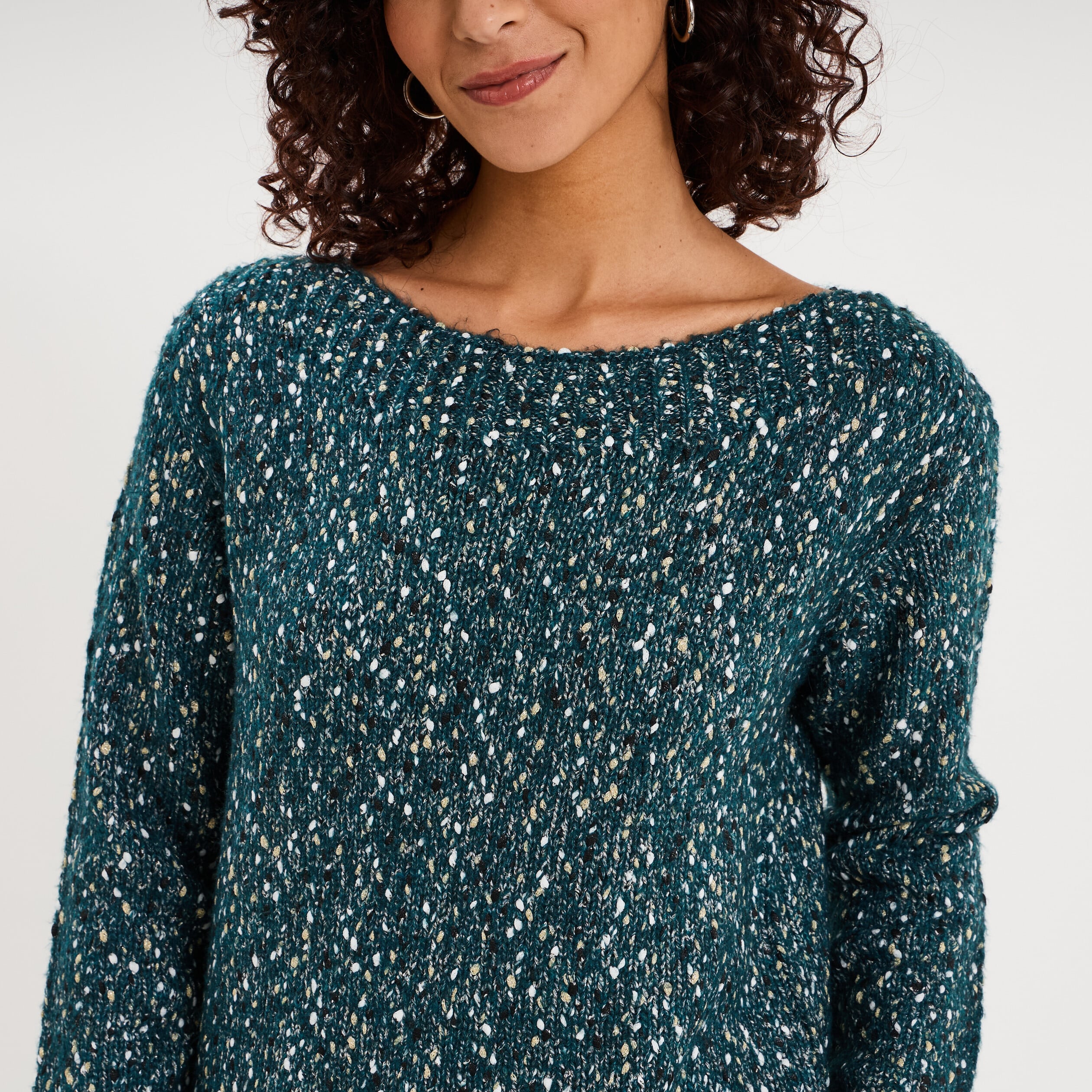 Pull manches longues bleu canard femme