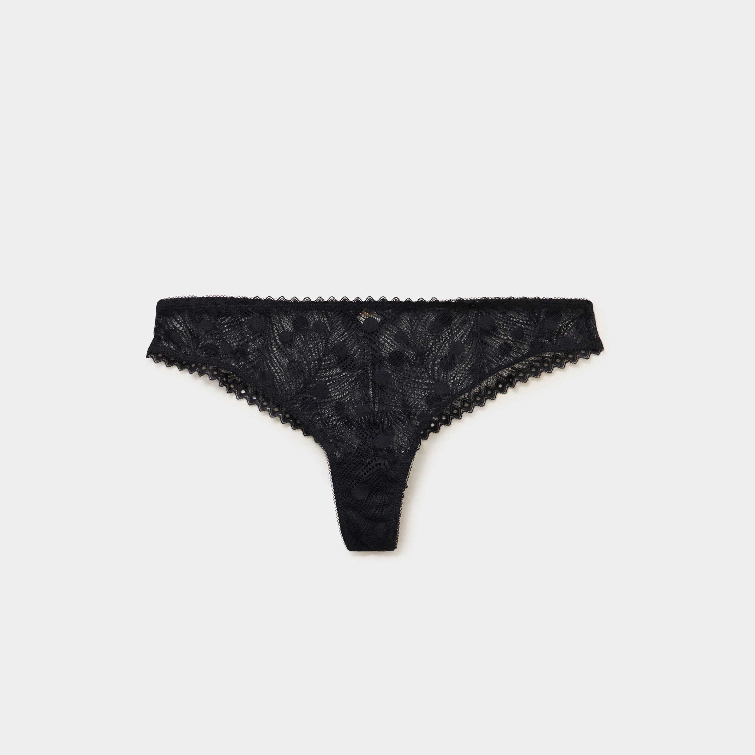 Tanga dentelle noir femme