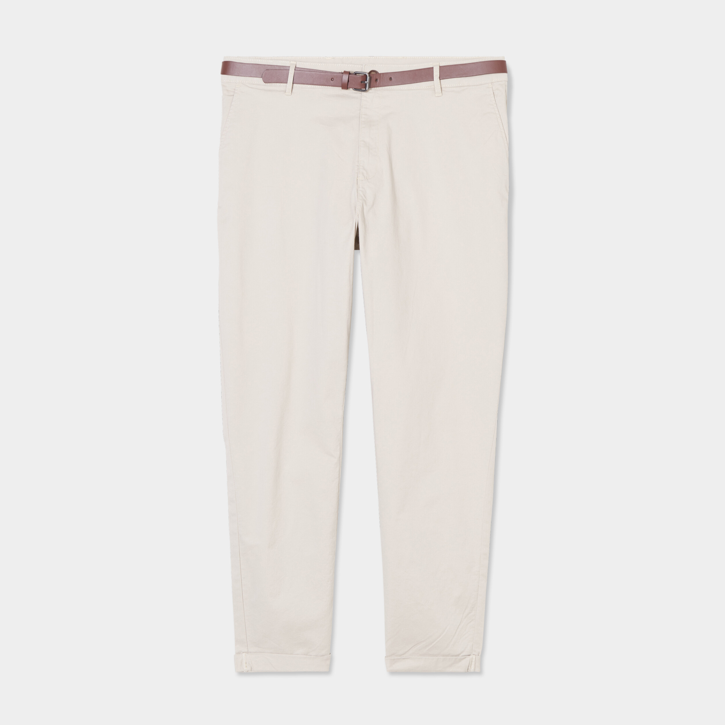 pantalon chino taille haute ceinture beige femmegt Pantalon chino taille haute ceinturé beige femme grande taille
