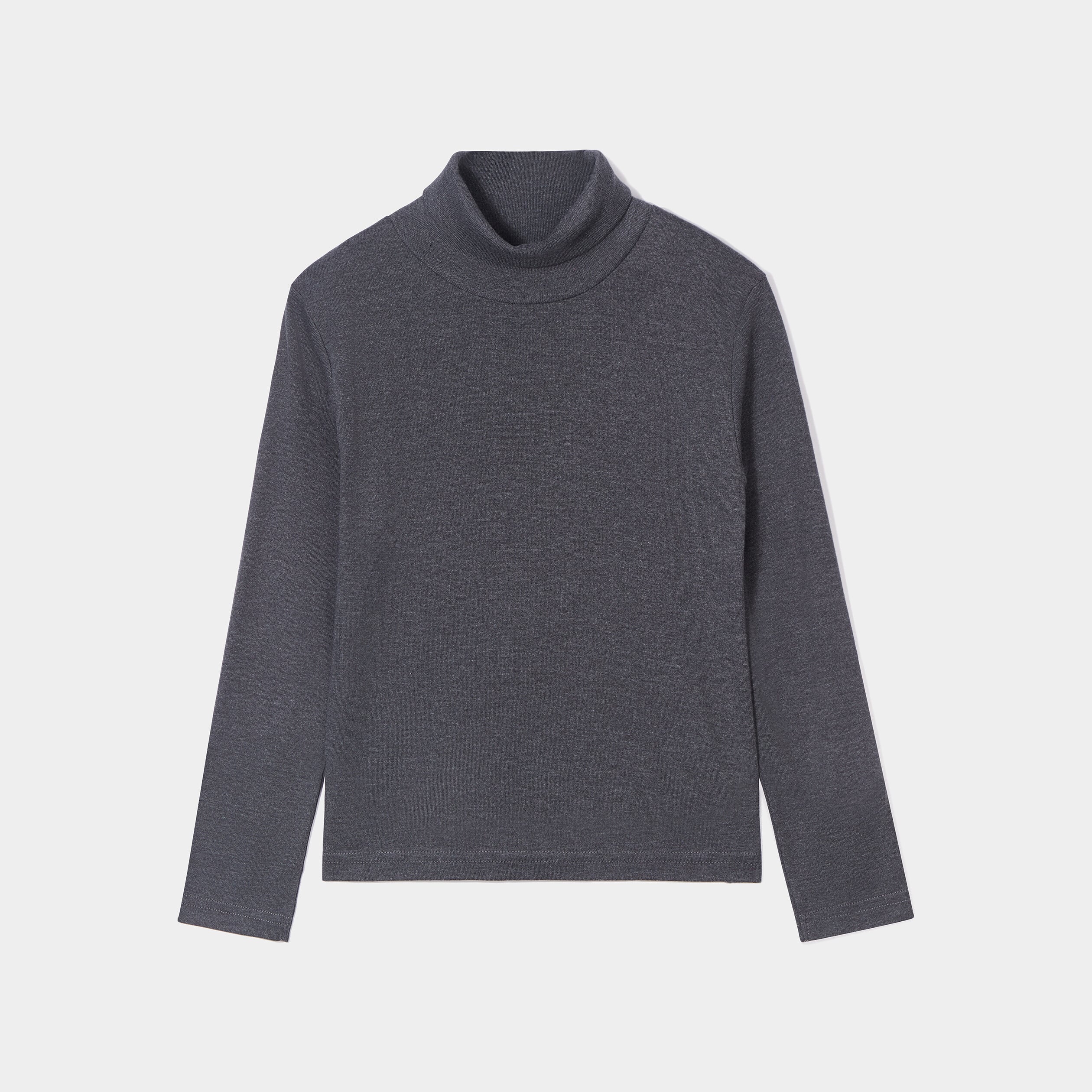 T-shirt coton col roul&eacute; manches longues gris fonc&eacute; gar&ccedil;on