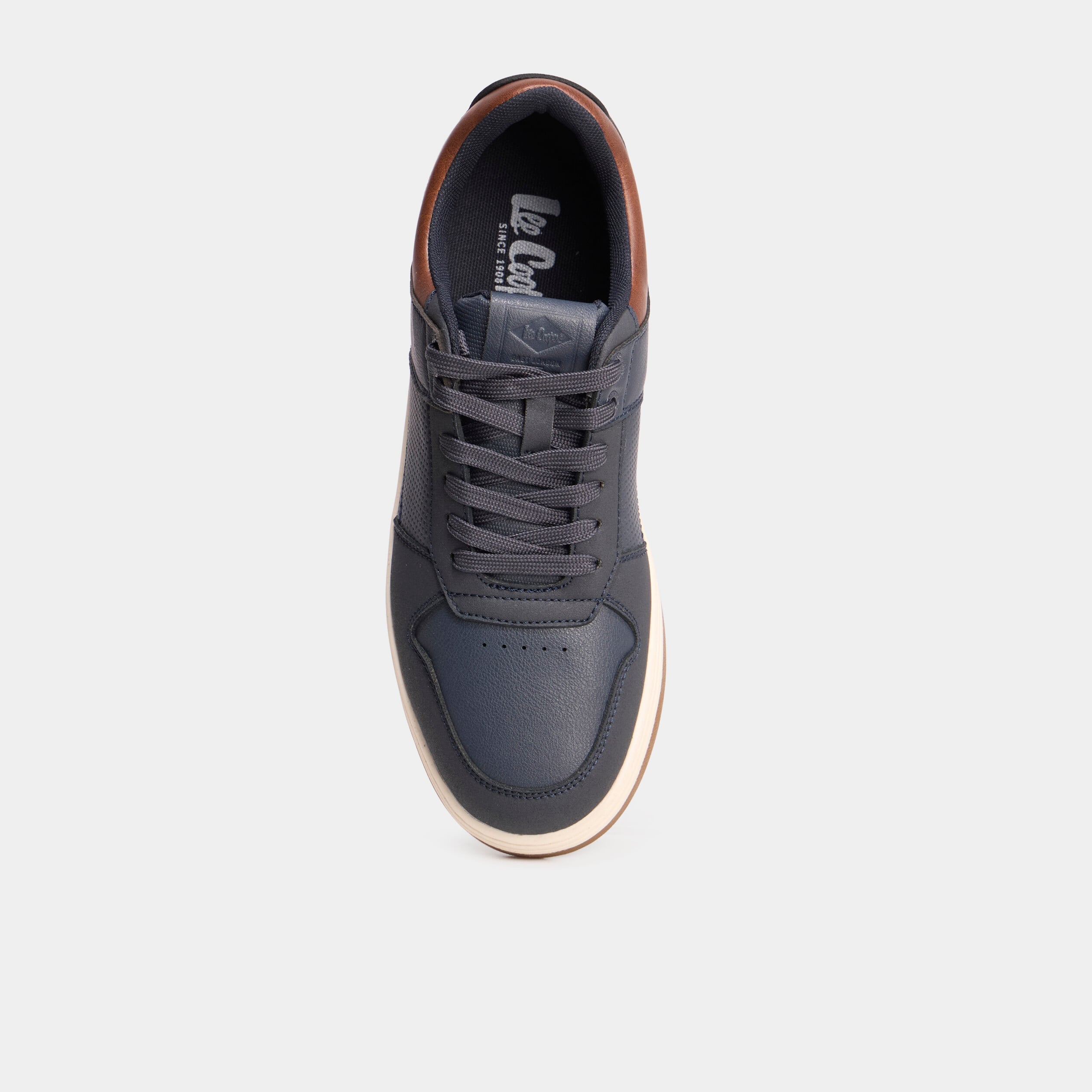 Tennis basses &agrave; lacets bleu marine homme