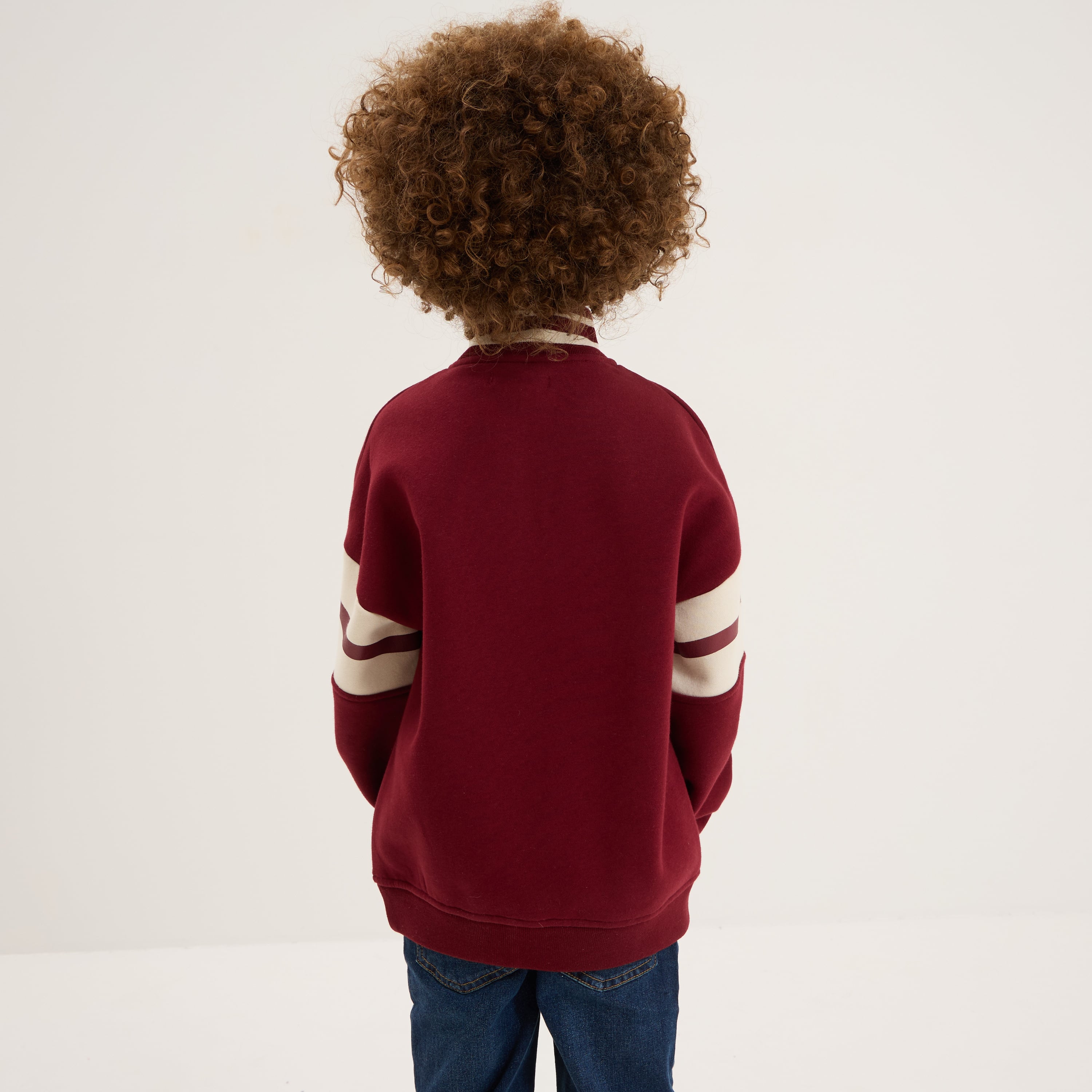 Sweat col camionneur oversize bordeaux gar&ccedil;on