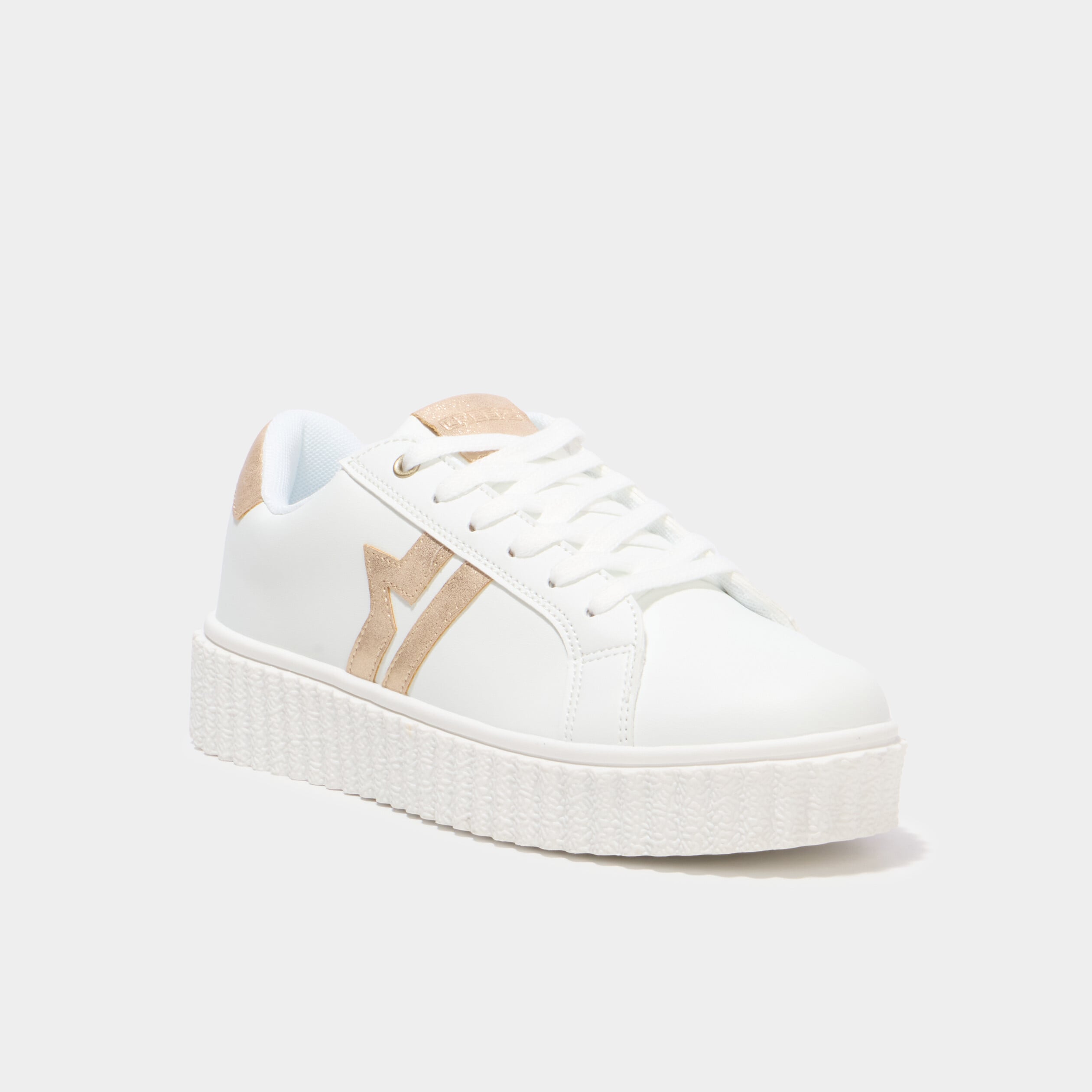 Baskets &agrave; lacets semelles &eacute;paisse blanc femme