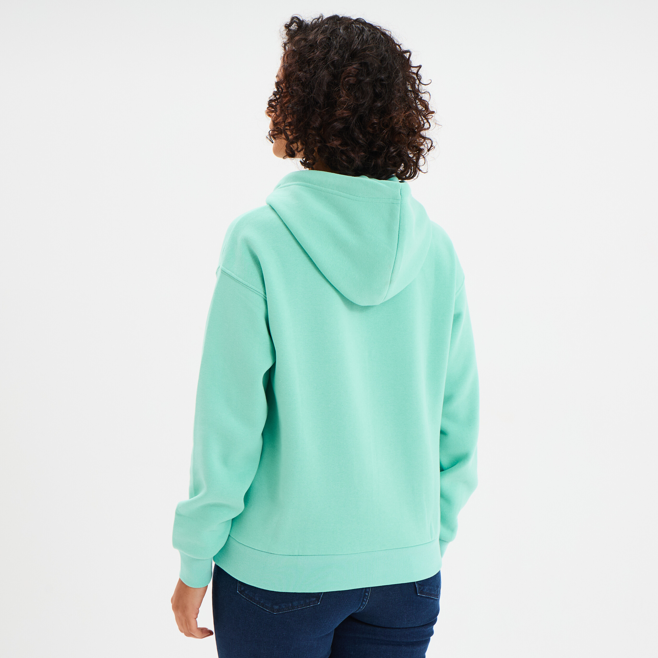 sweat hoodie molleton a capuche bleu turquoise femme Sweat hoodie molleton à capuche bleu turquoise femme