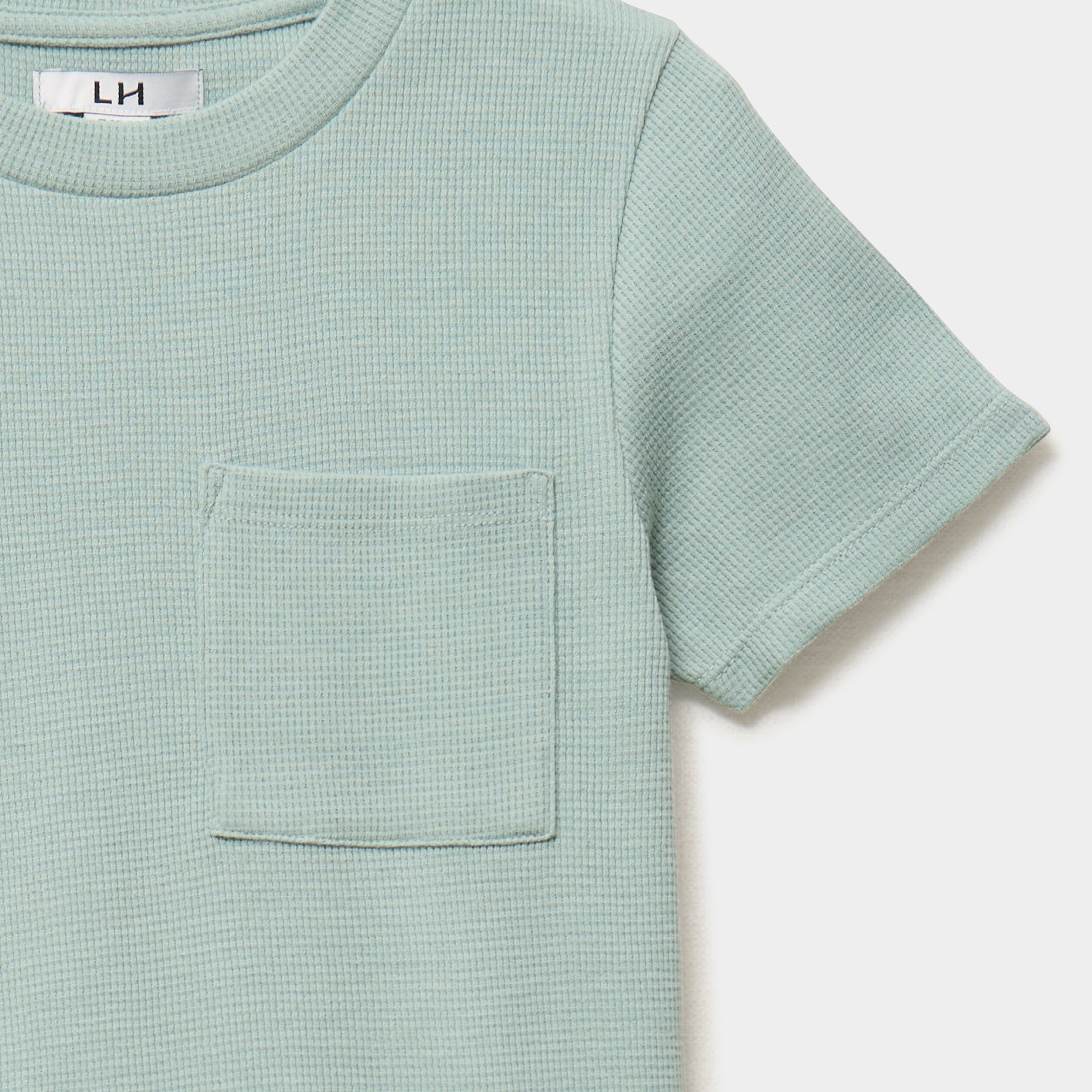 Ensemble pyjama short et t-shirt textur&eacute; vert pastel gar&ccedil;on