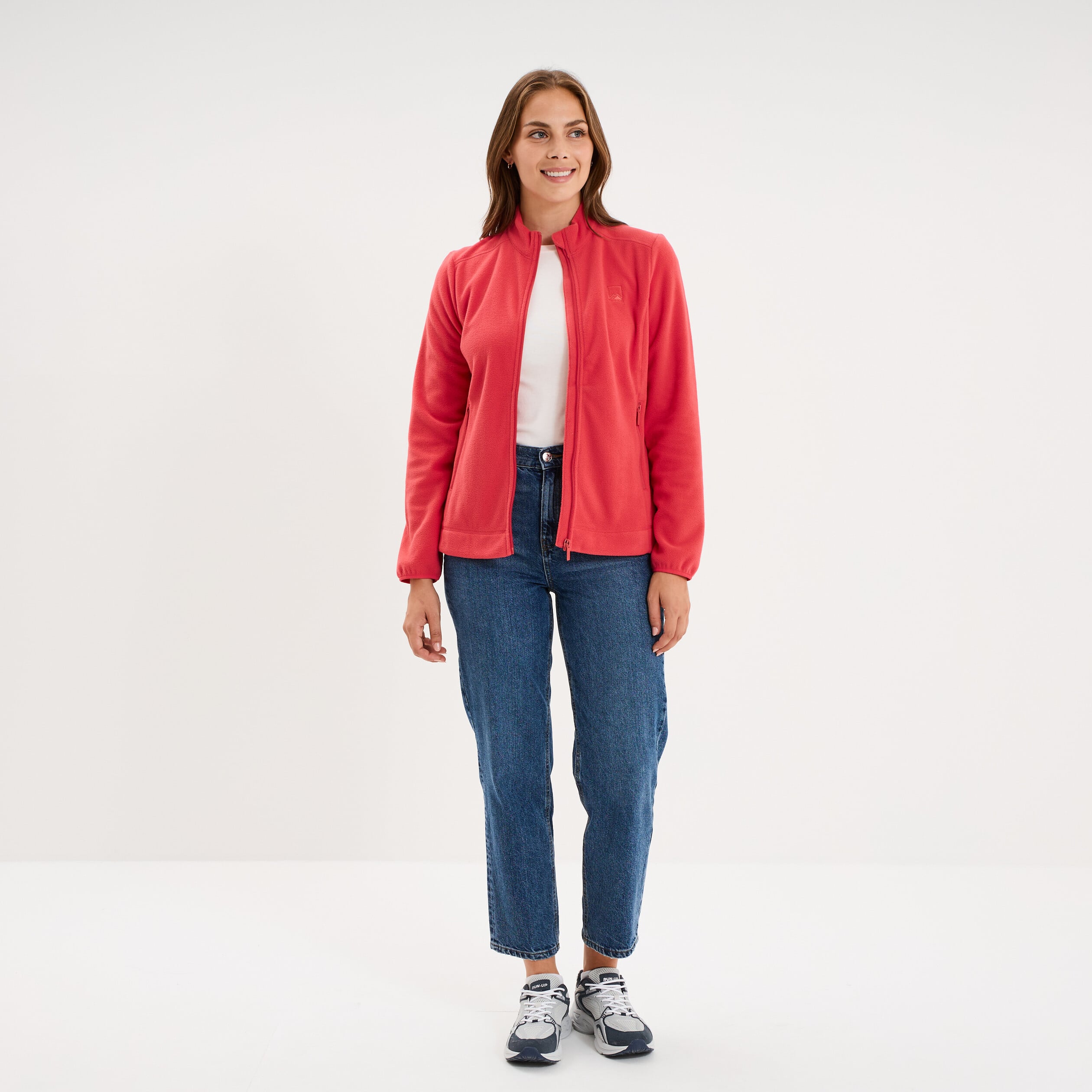 Veste polaire zipp&eacute; manches longues rose femme