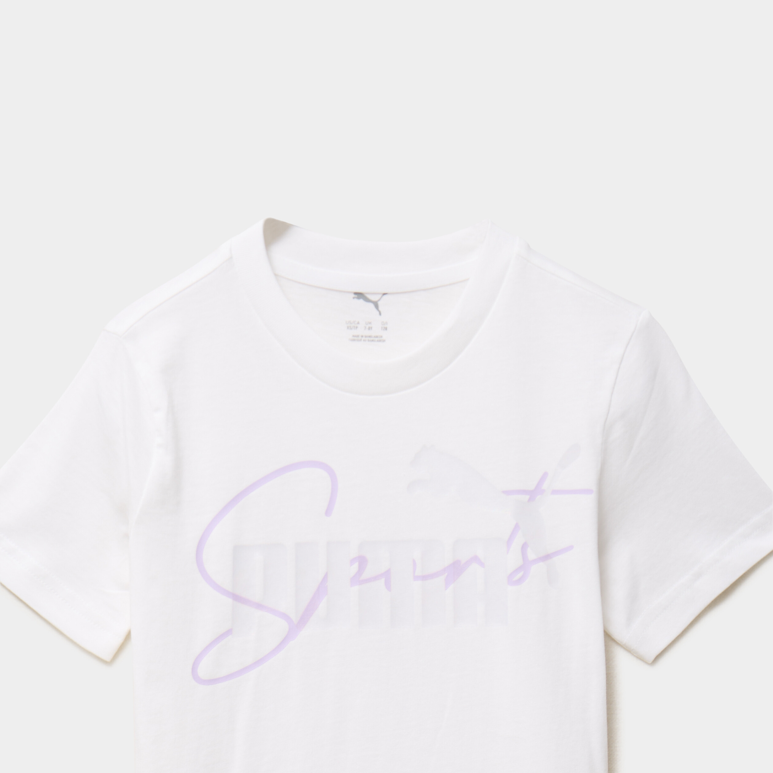 T-shirt manches courtes coton Puma blanc fille