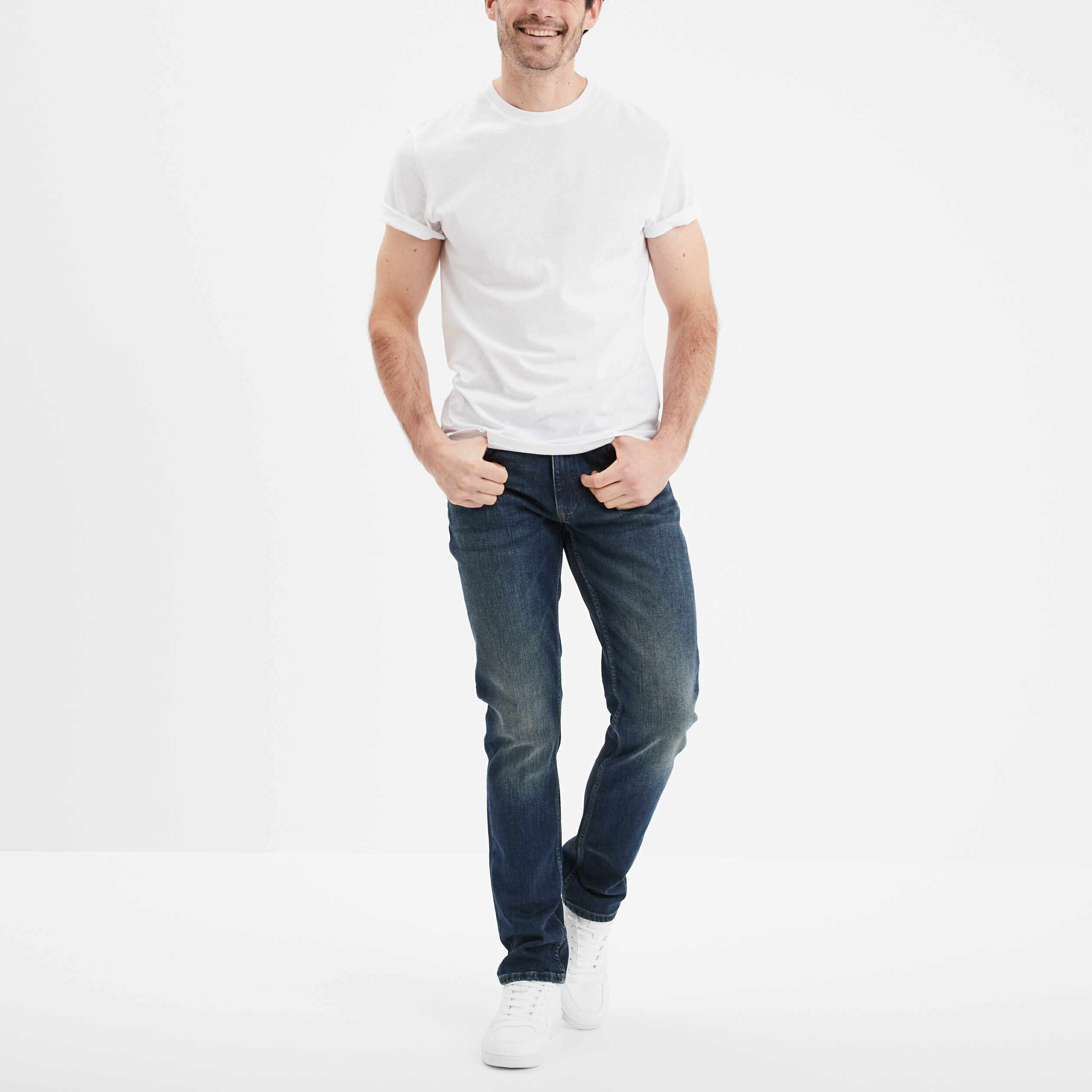 Jeans denim straight 5 poches denim dirty homme