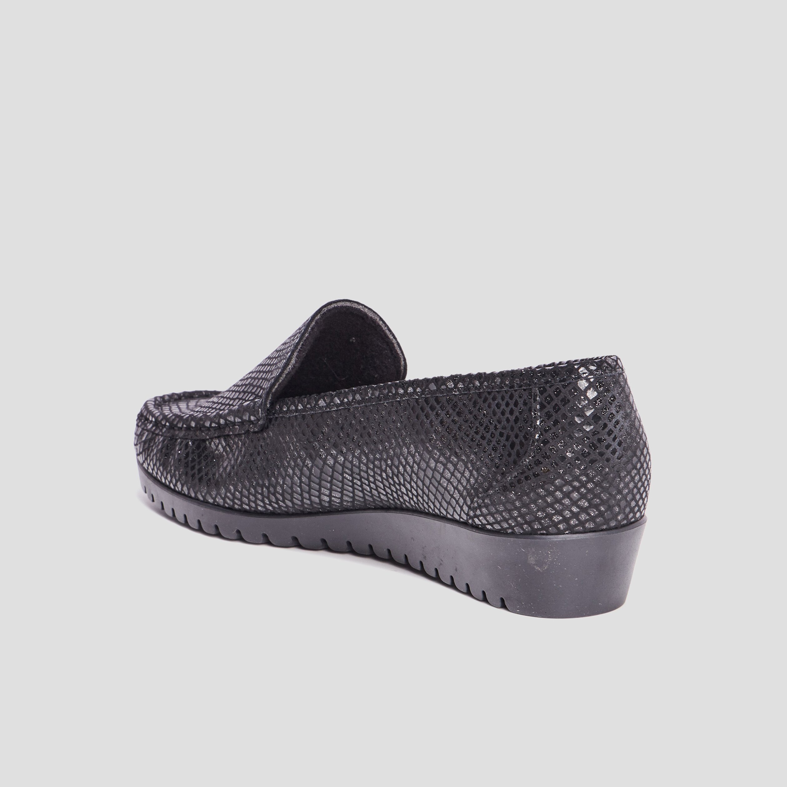 Mocassins en cuir compens s pied large marron femme