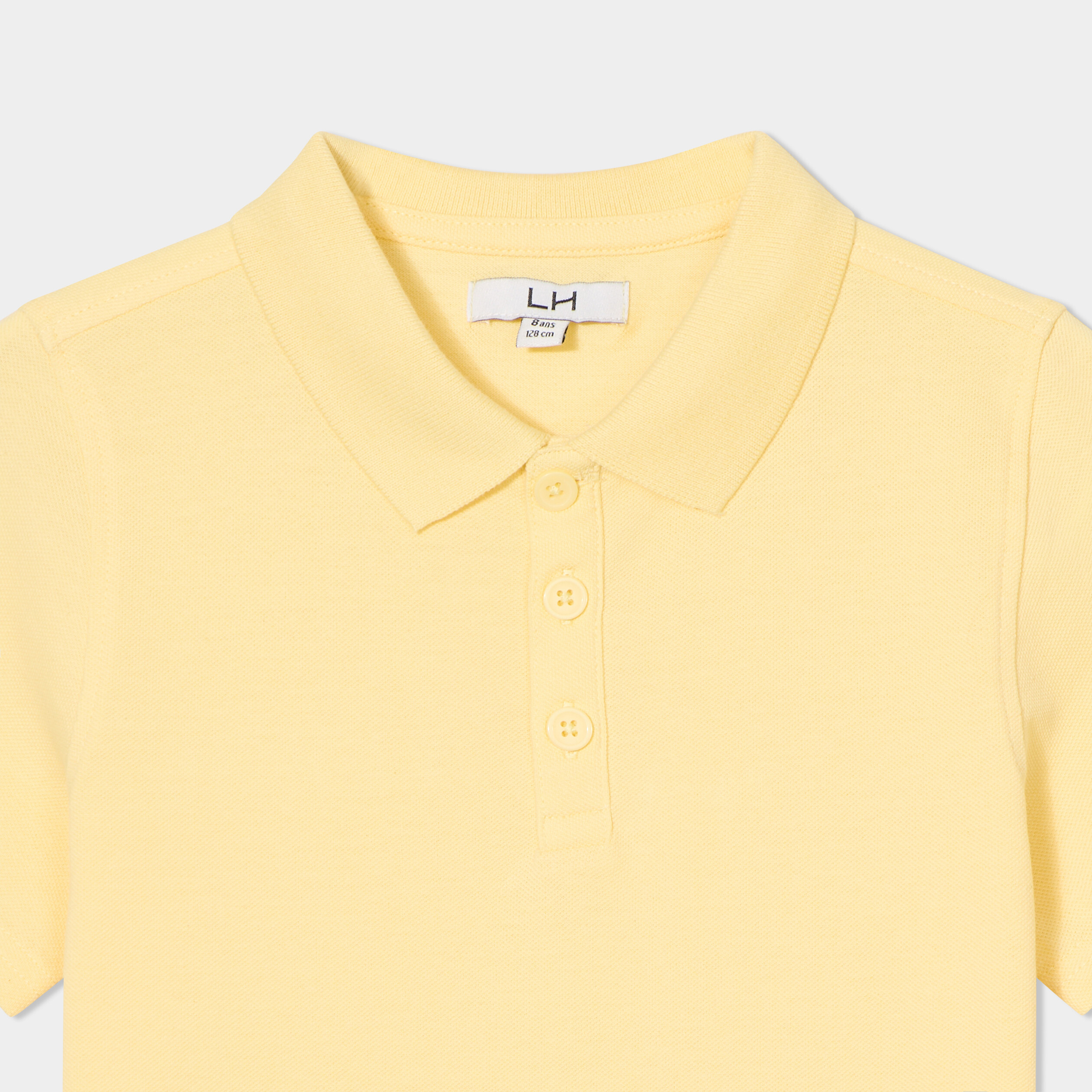 Polo manches courtes &agrave; d&eacute;tail brod&eacute; jaune clair gar&ccedil;on