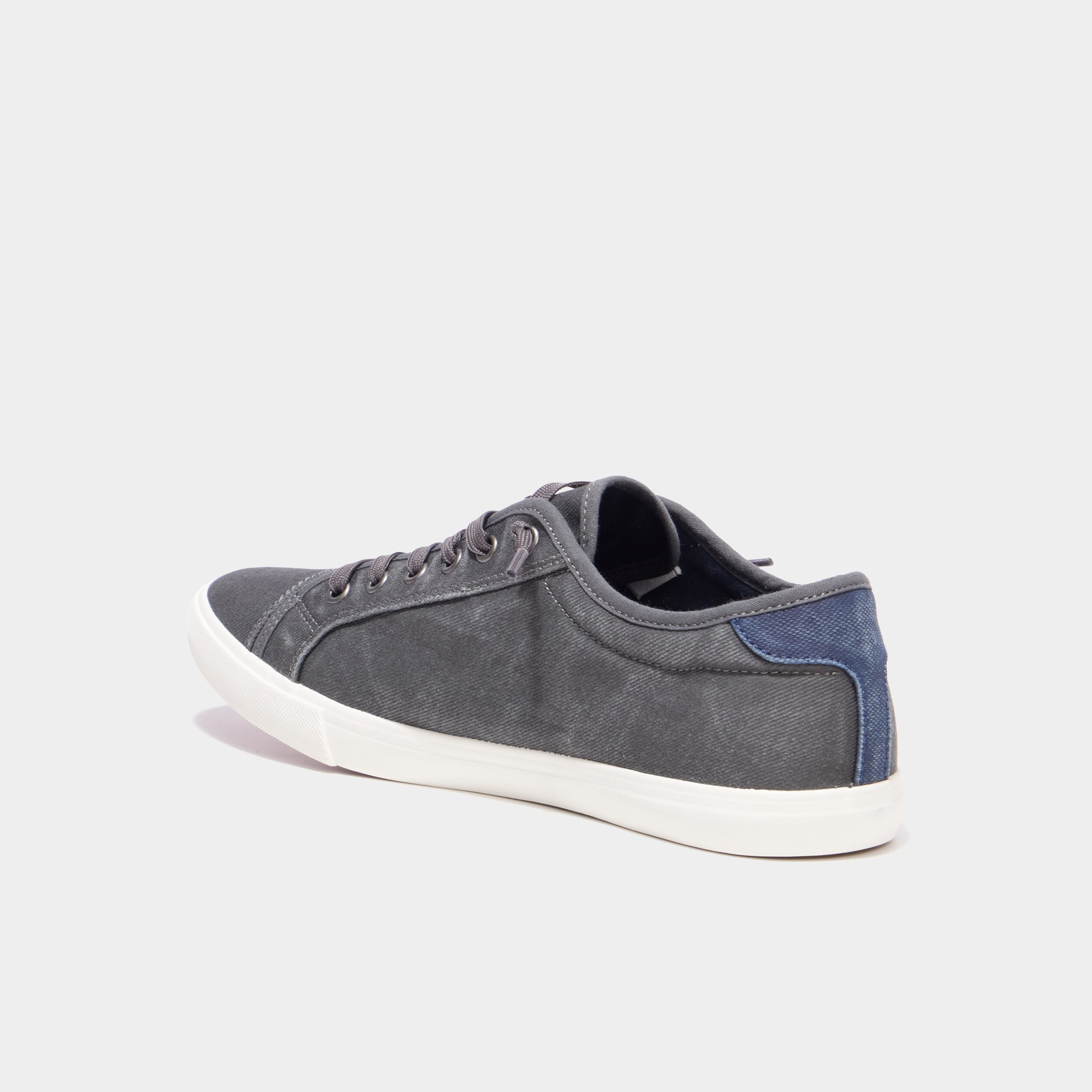 Tennis basses en toile effet denim gris homme