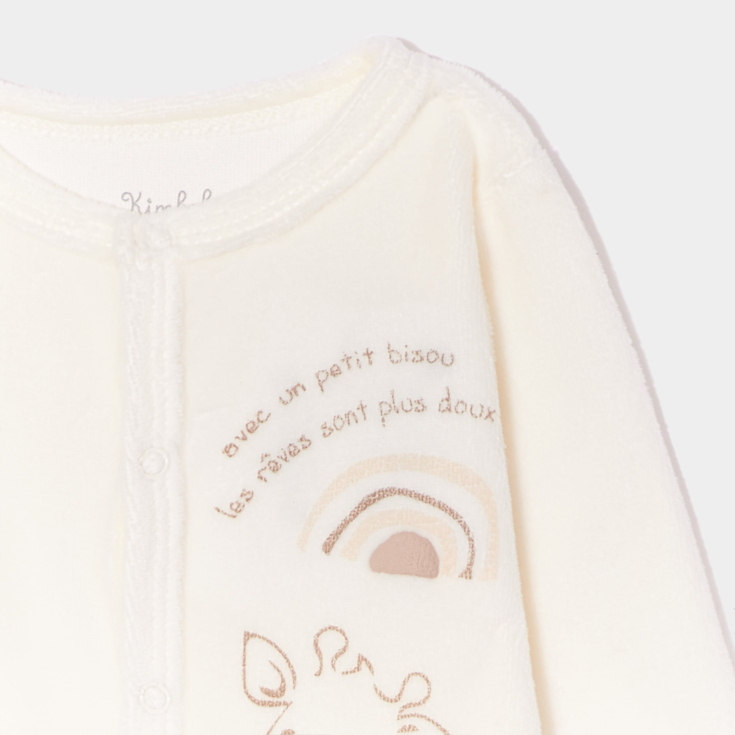Dors-bien manches longues boutonn&eacute; blanc b&eacute;b&eacute;