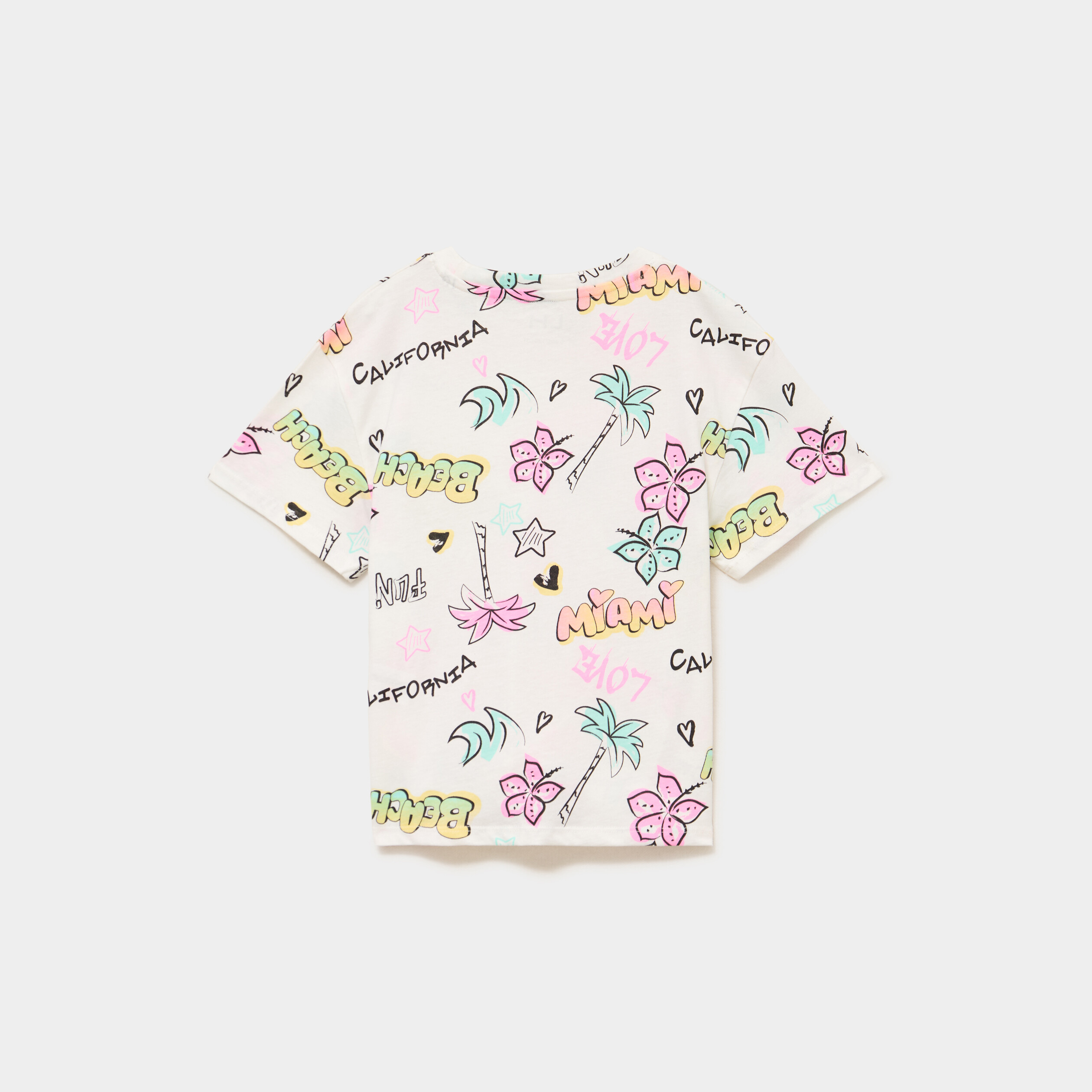 T-shirt nou&eacute; manches courtes coton ecru fille